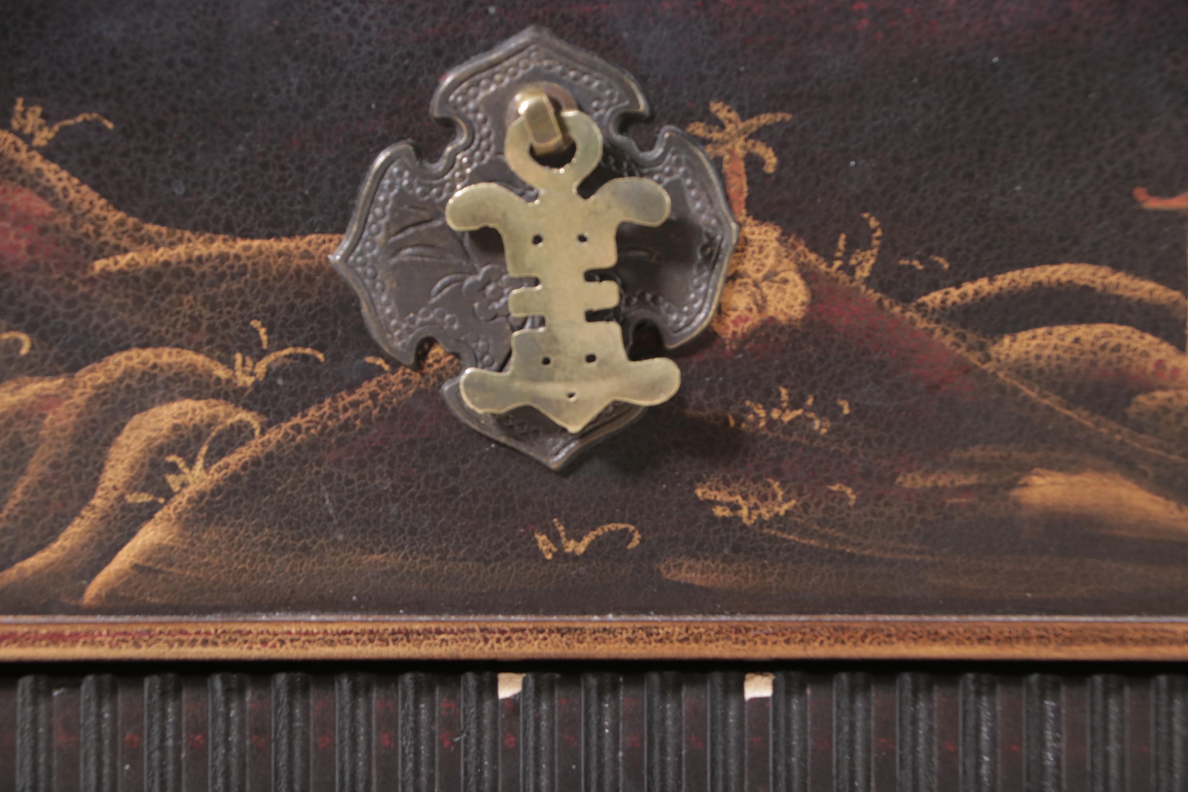 George III Style Chinoiserie Desk with Chelsea House Queen Anne Style Armchair