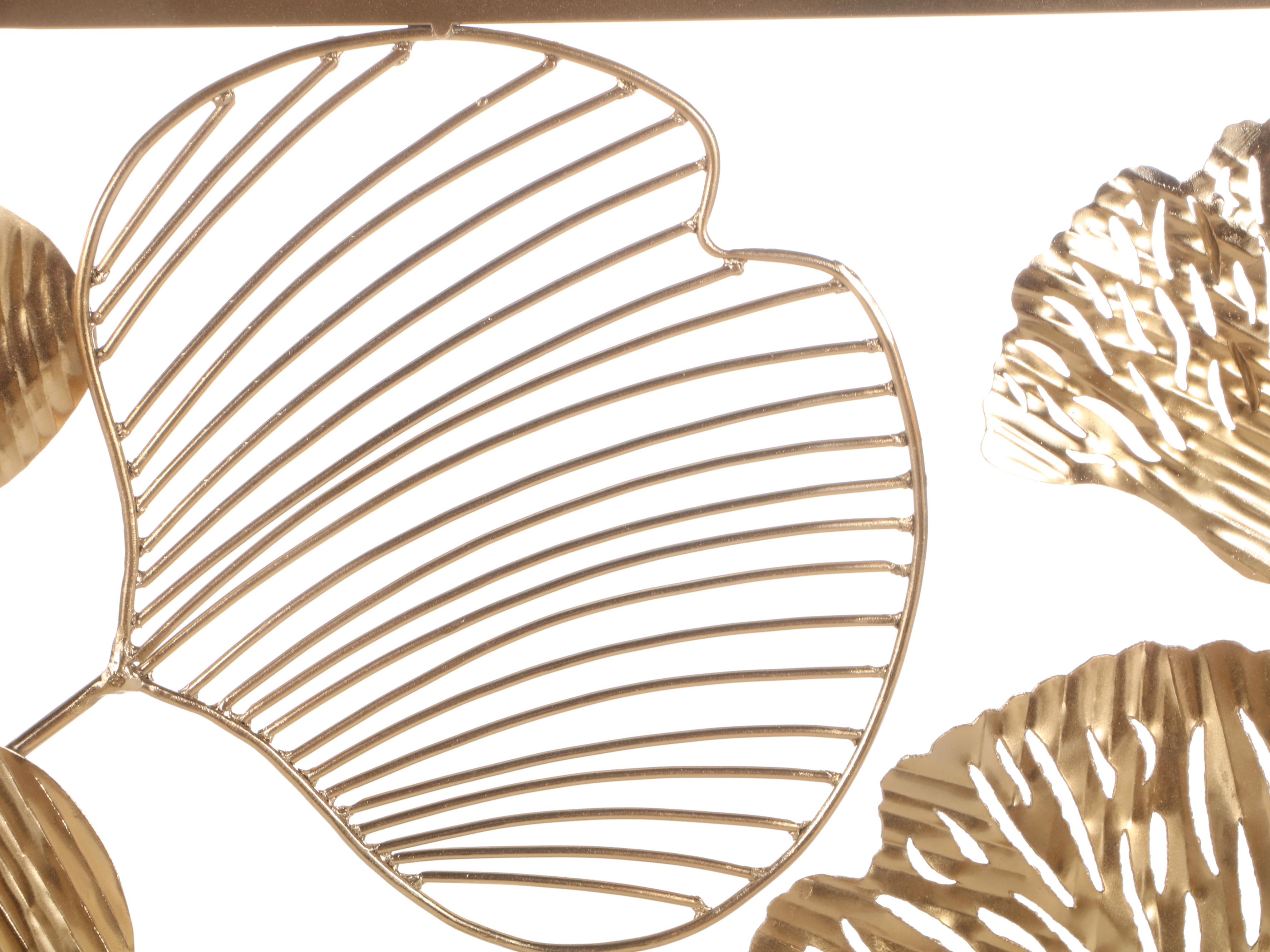 Contemporary Gold Tone Metal Ginkgo Leaf Sculptural Wall Hanging