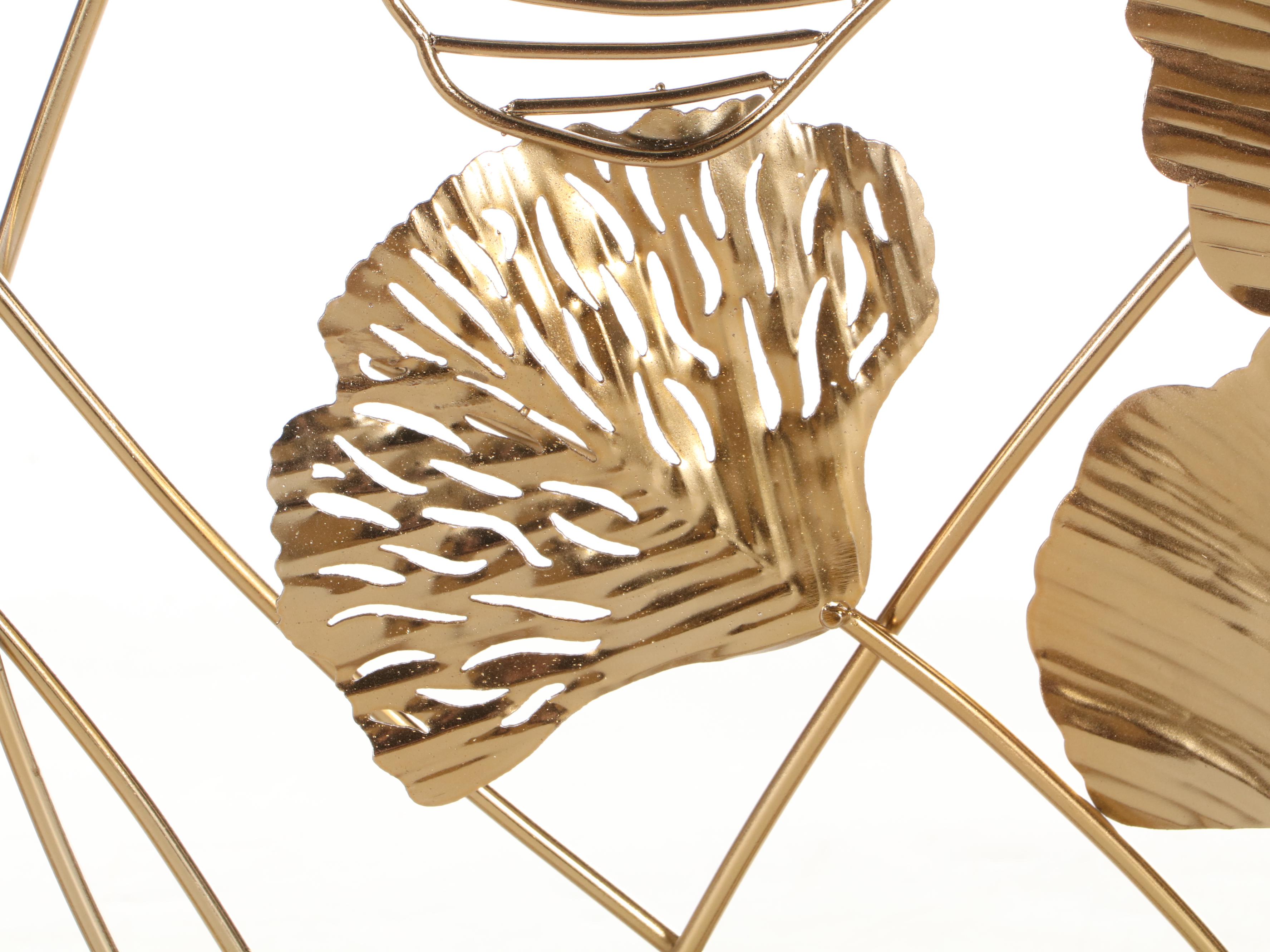 Contemporary Gold Tone Metal Ginkgo Leaf Sculptural Wall Hanging