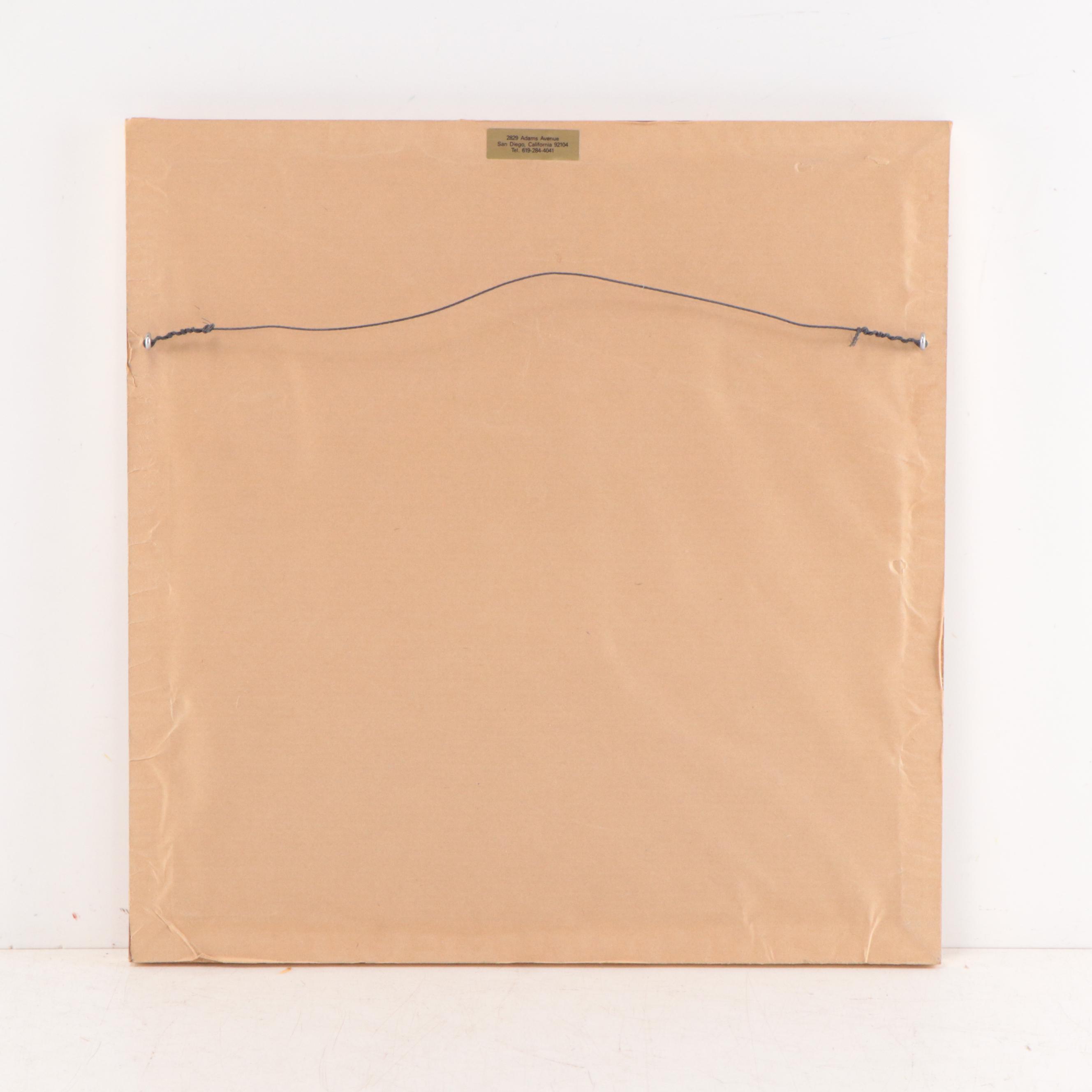 Asian Floral Embroidered Decorative Textile Square in Frame