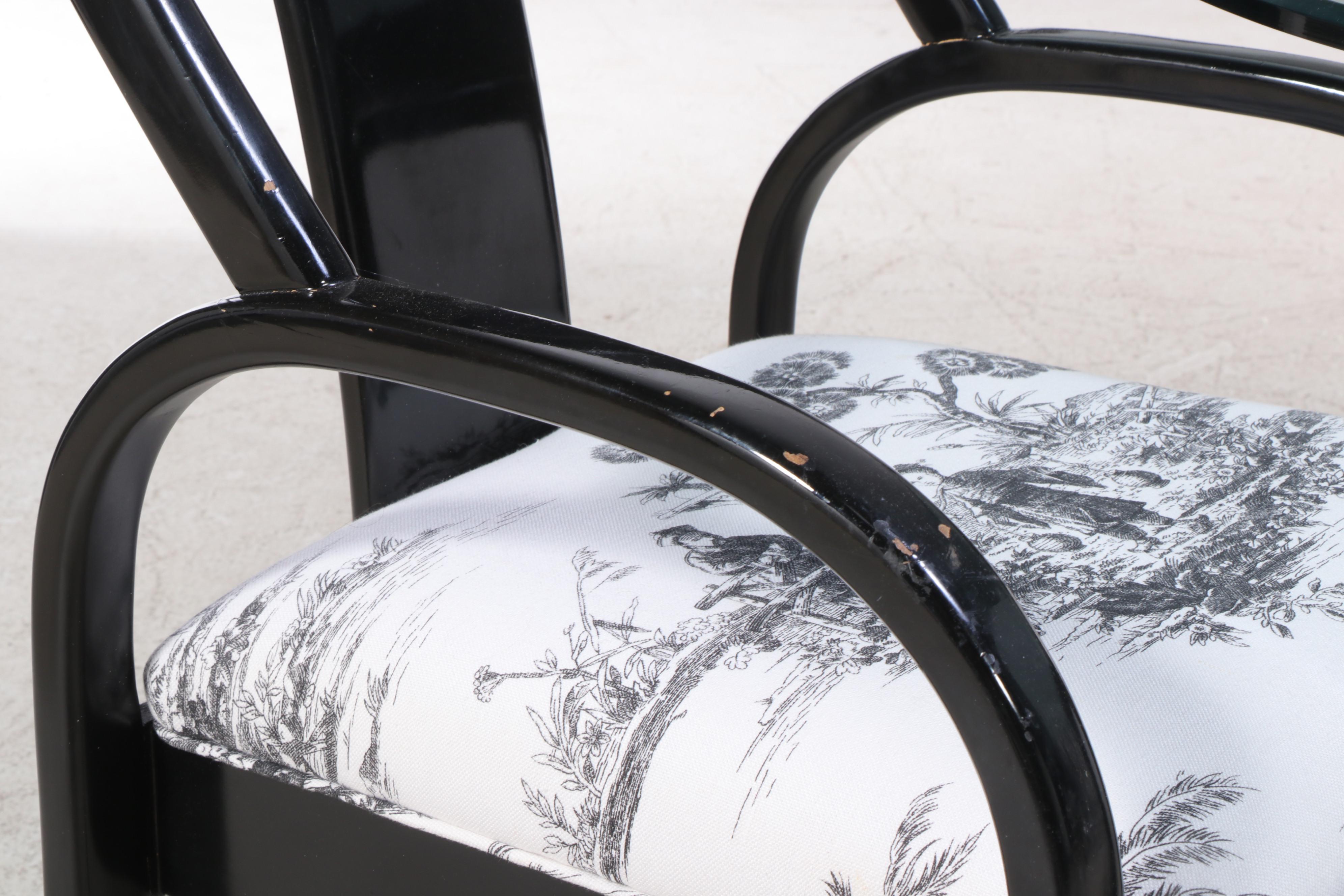 Post-Modernist Chinese Style Black Lacquered Wood and Glass Dining Set