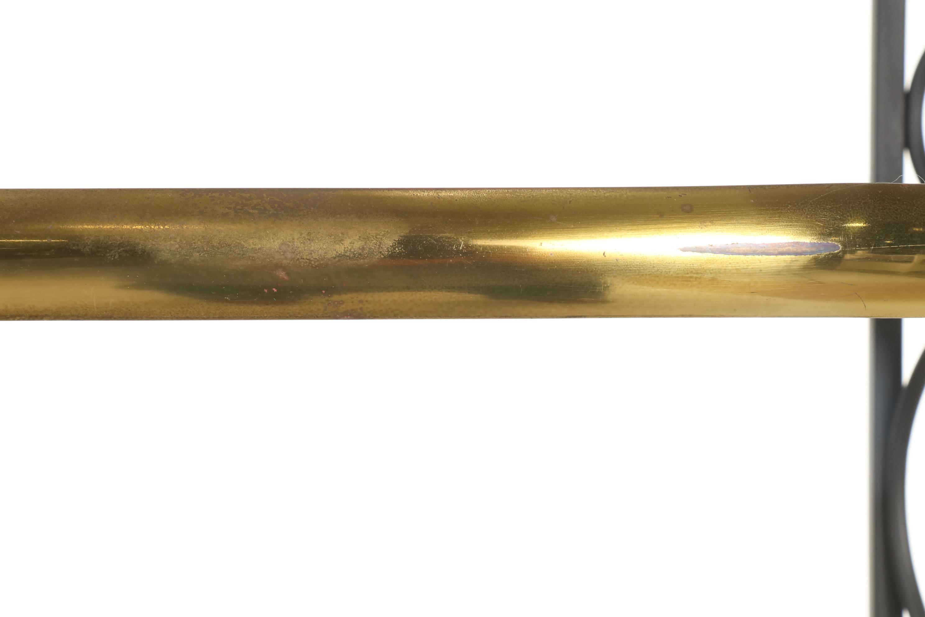 Blackened and Brassed Metal Baker's Rack