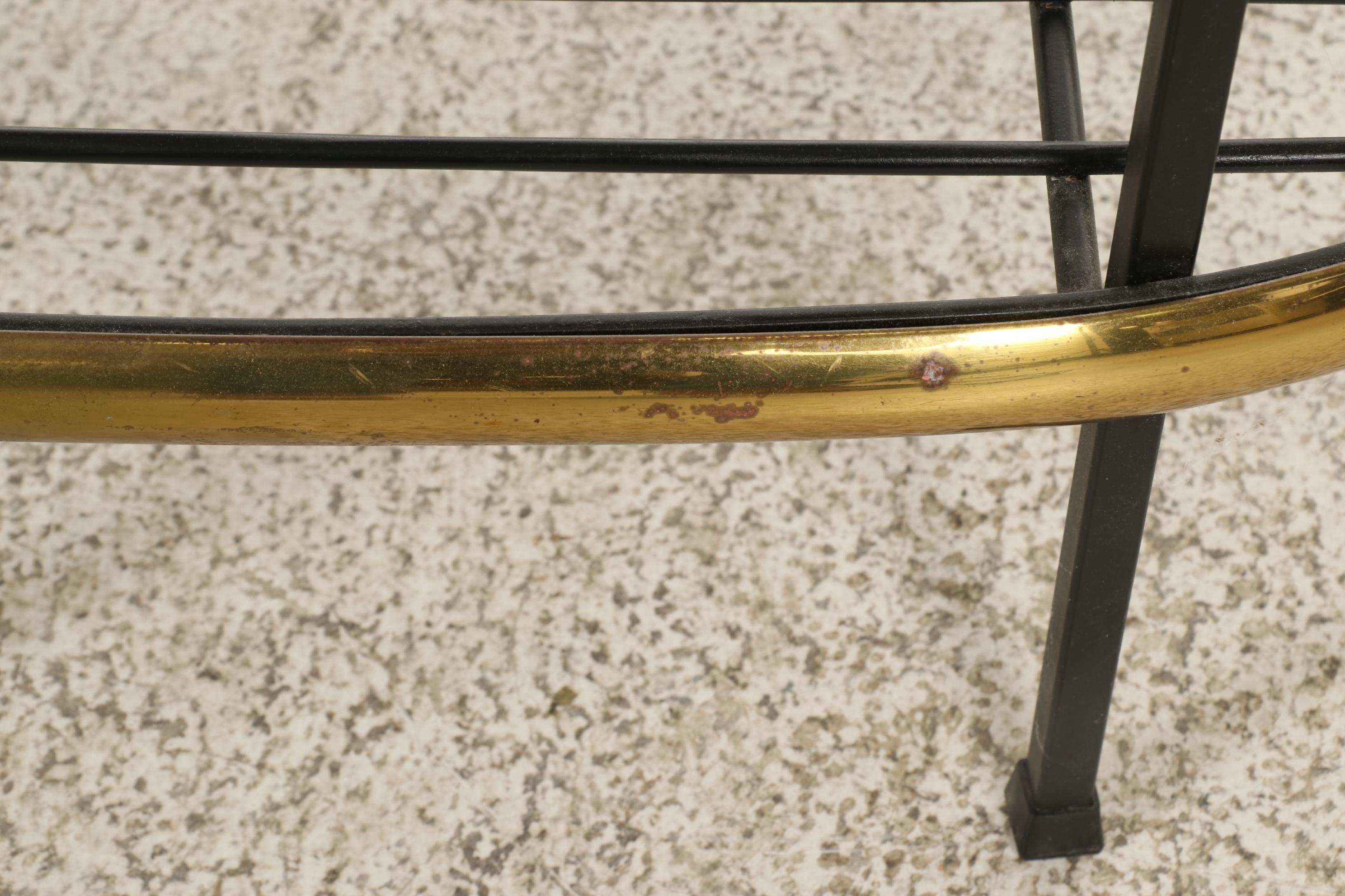 Blackened and Brassed Metal Baker's Rack