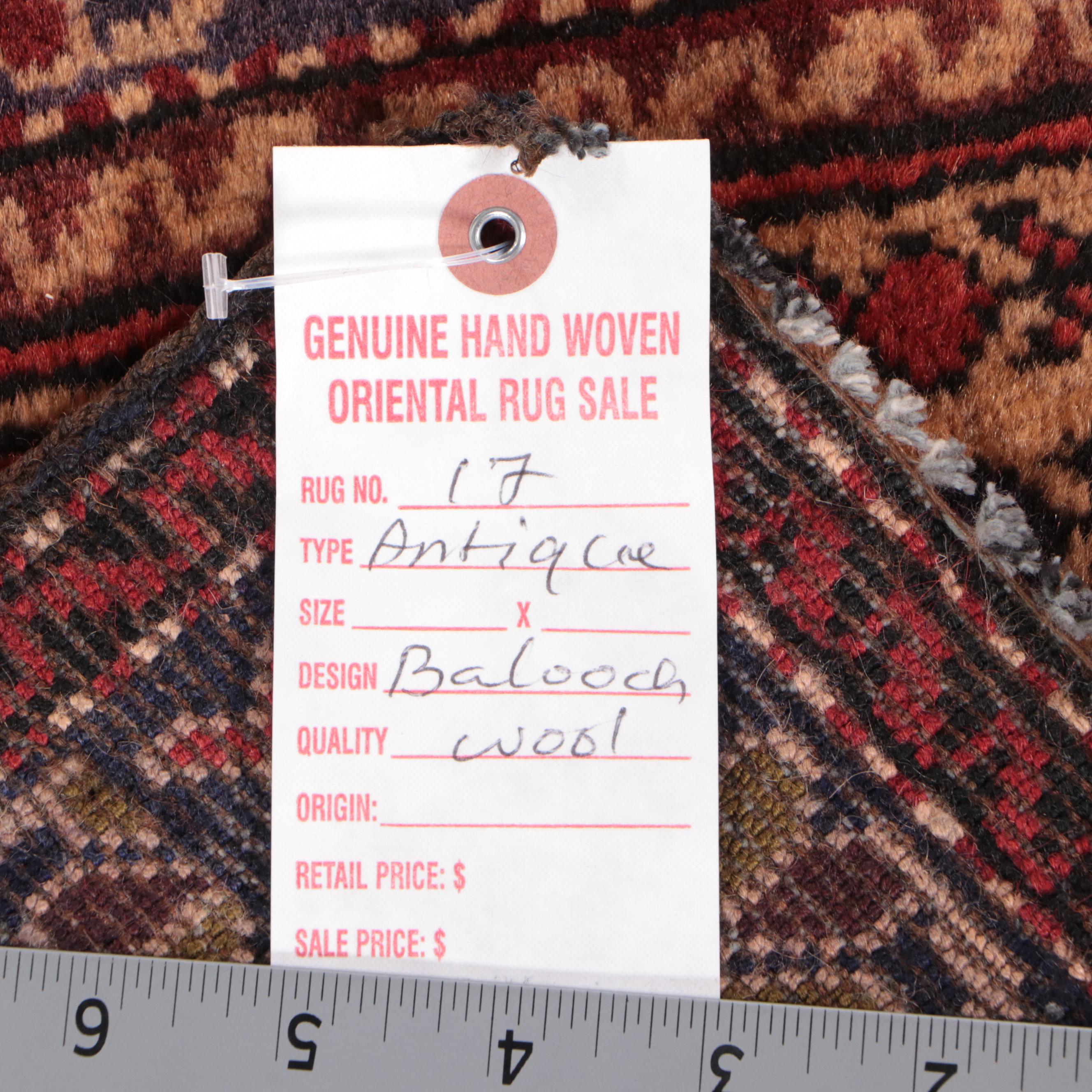 1'8 x 2'1 Hand-Knotted Afghan Baluch Floor Mat