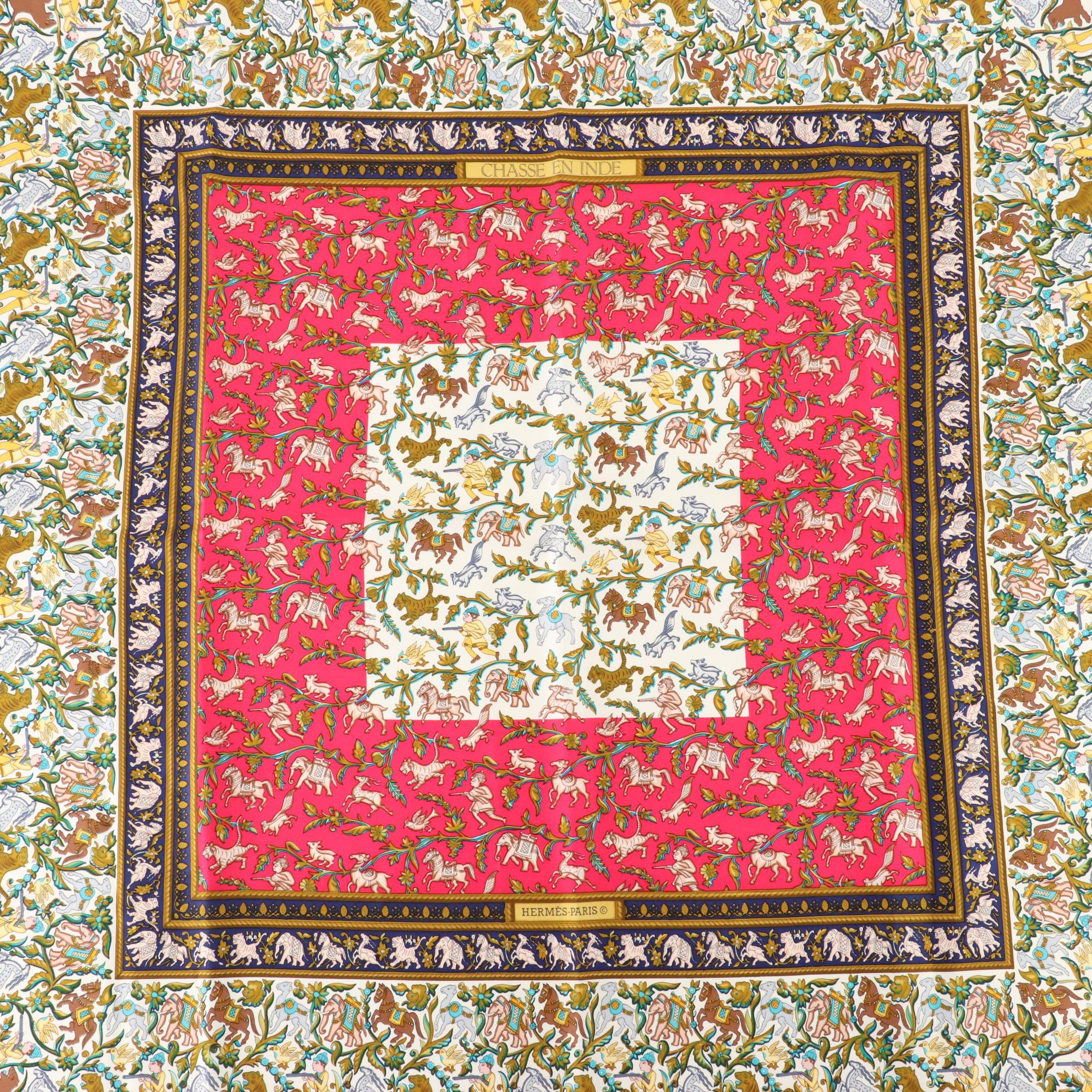Hermès ''Chasse en Inde'' Scarf 90 in Silk Twill