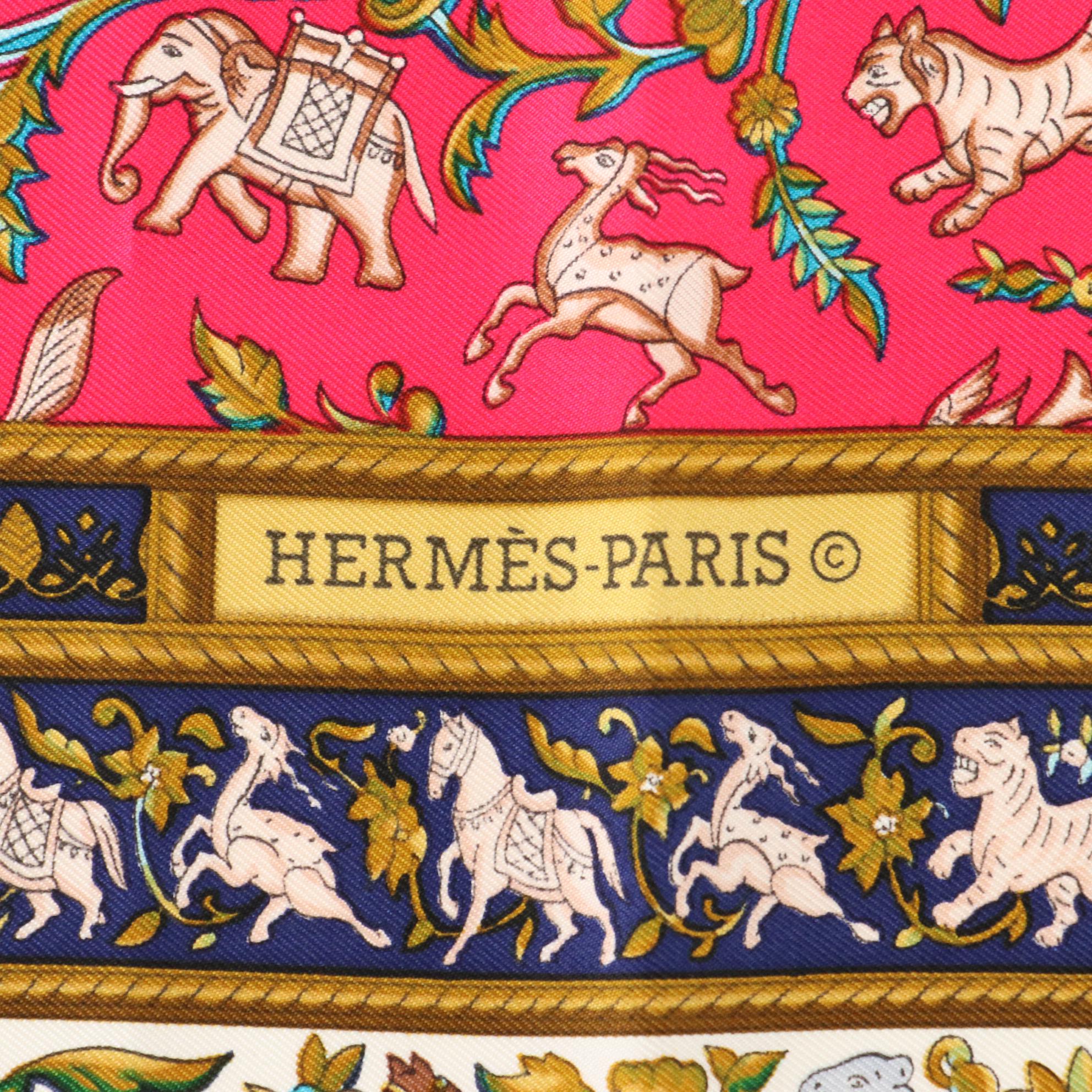 Hermès ''Chasse en Inde'' Scarf 90 in Silk Twill