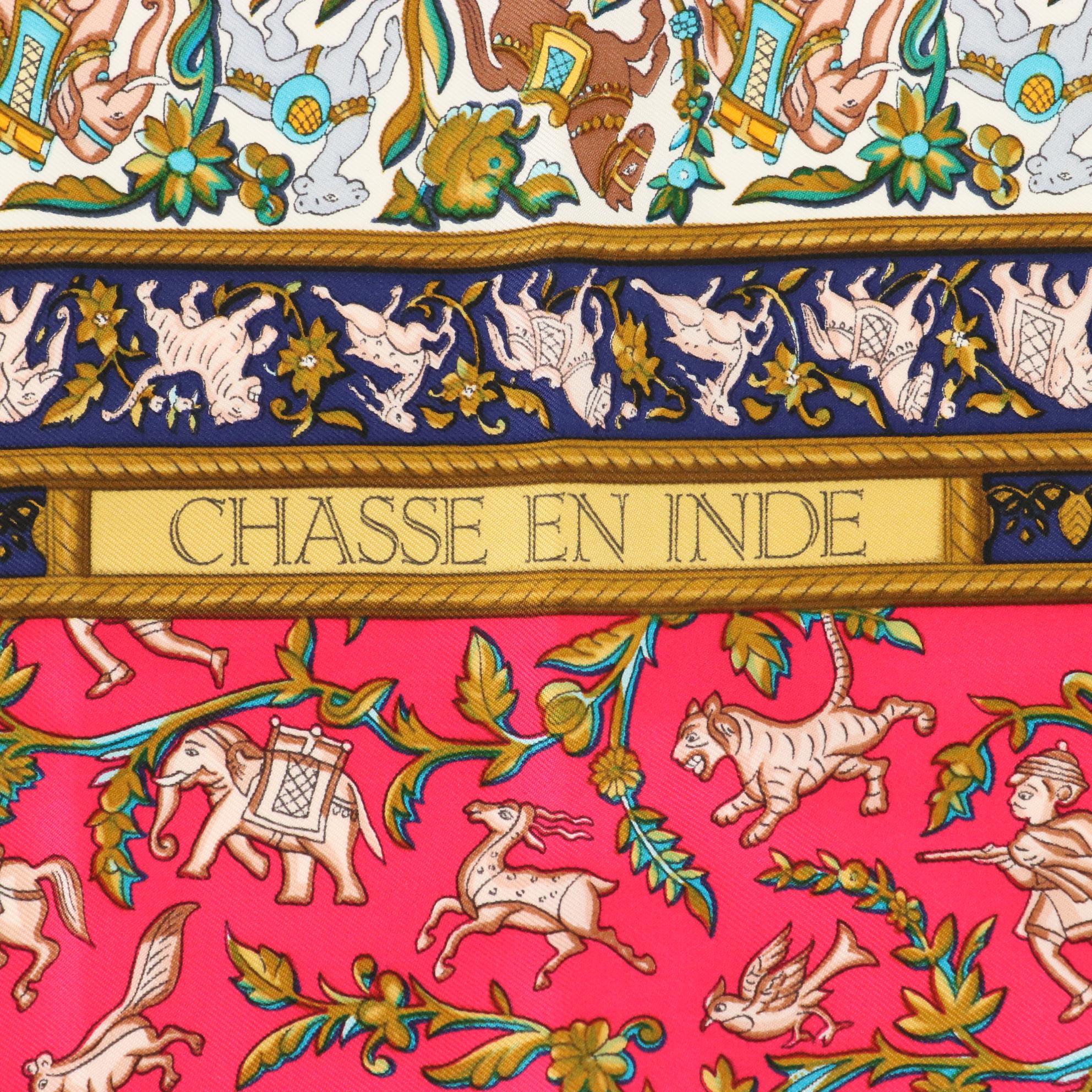 Hermès ''Chasse en Inde'' Scarf 90 in Silk Twill