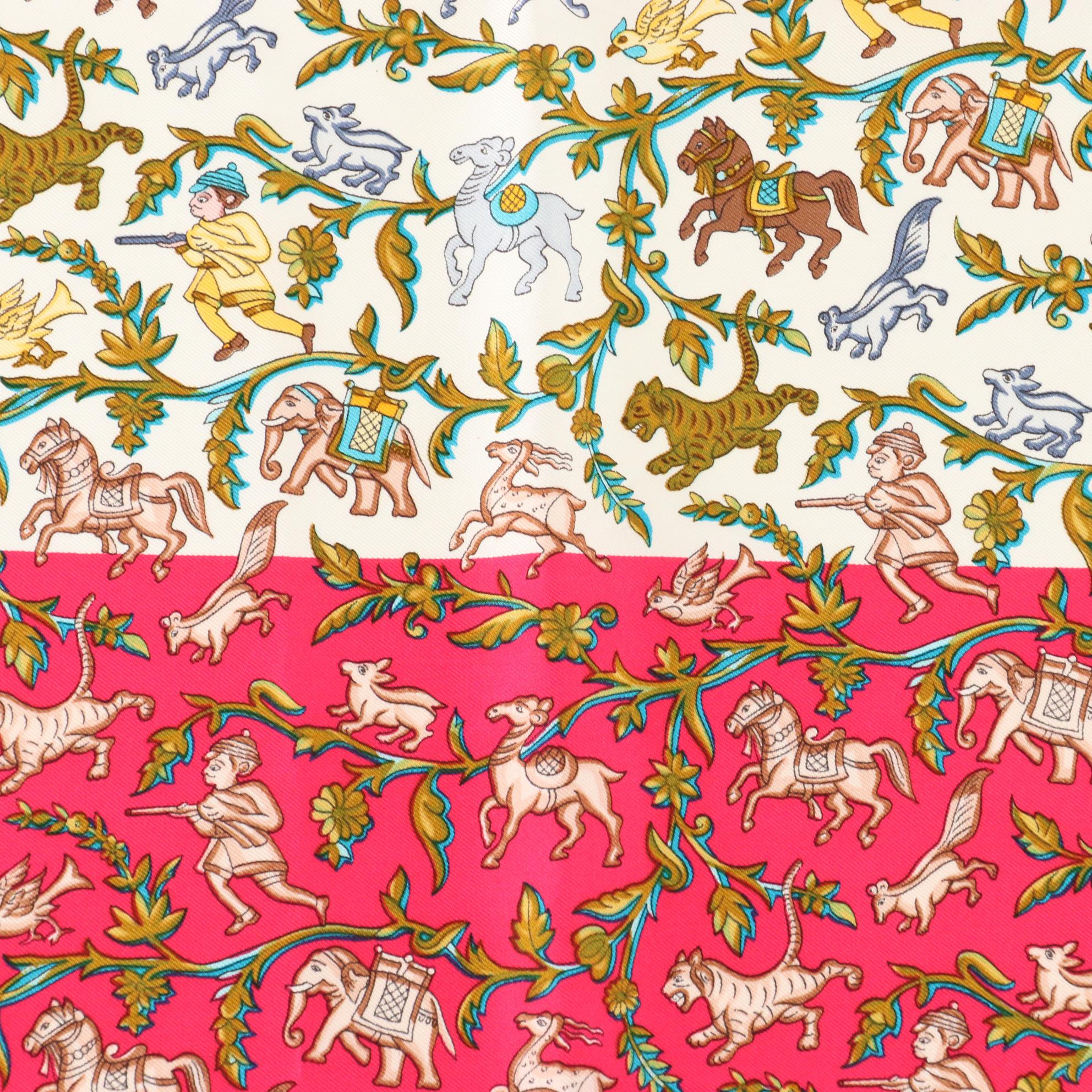 Hermès ''Chasse en Inde'' Scarf 90 in Silk Twill