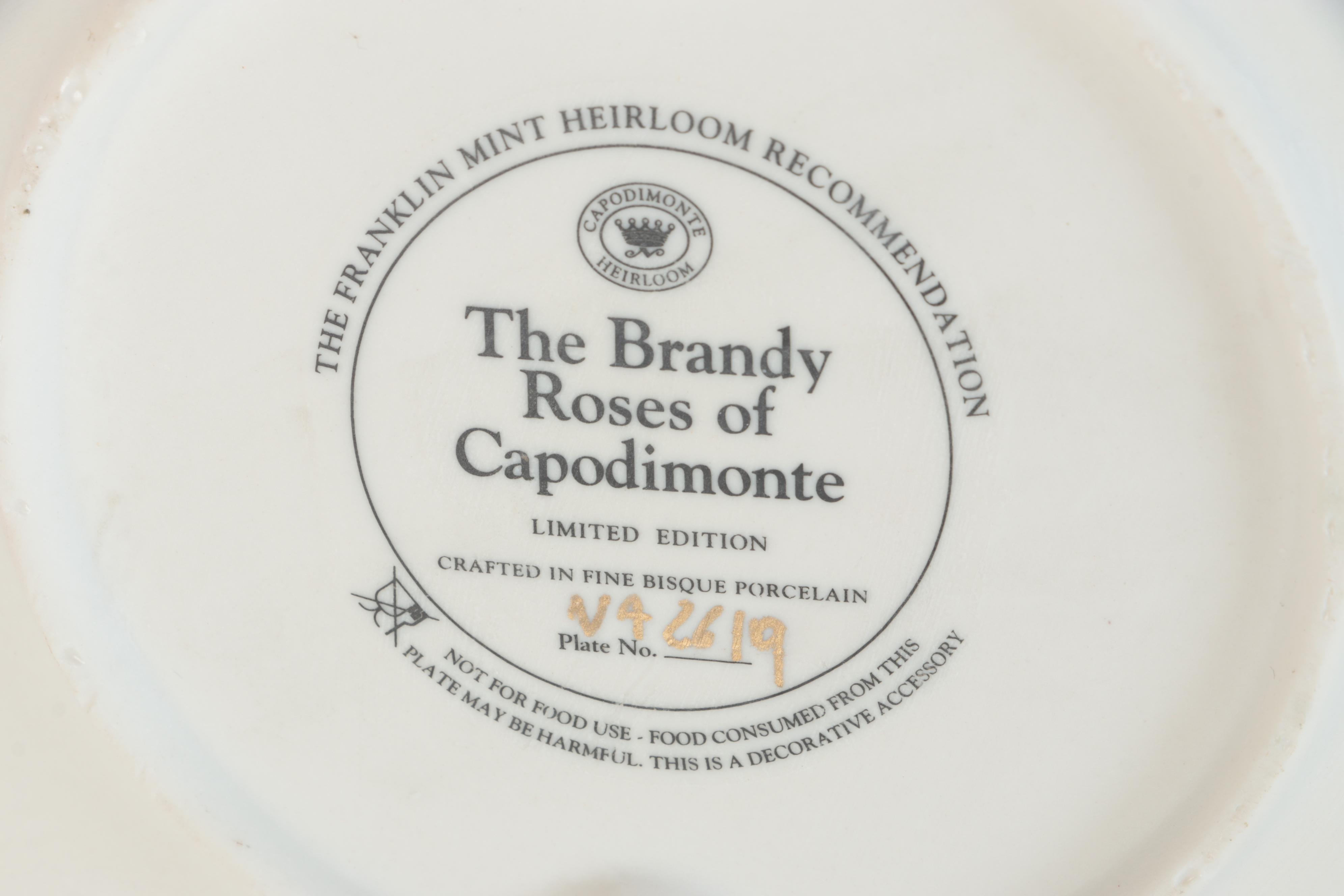 Franklin Mint Bisque Porcelain "Roses of Capodimonte" Collector Plates