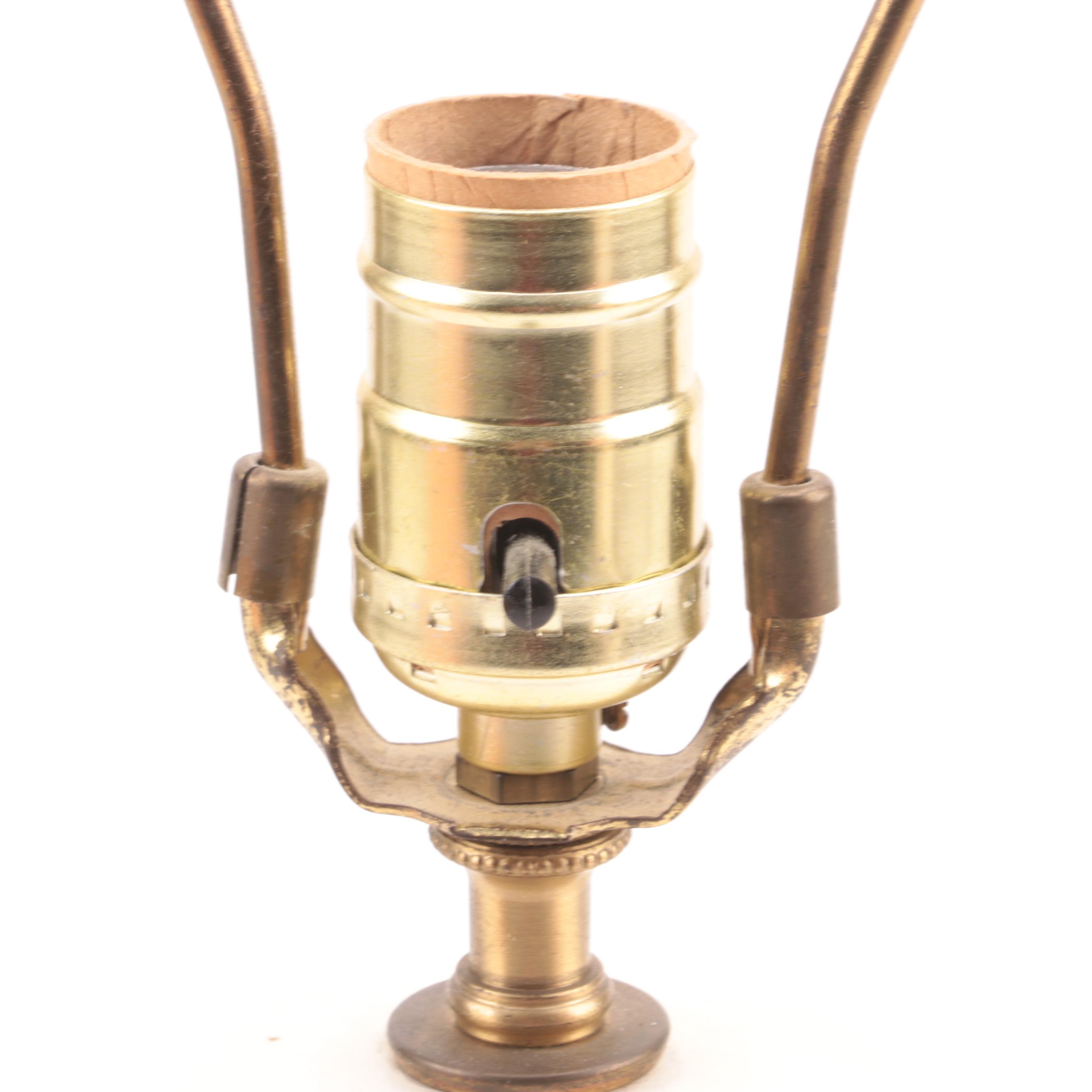 Ceramic Floral Motif Handled Table Lamps