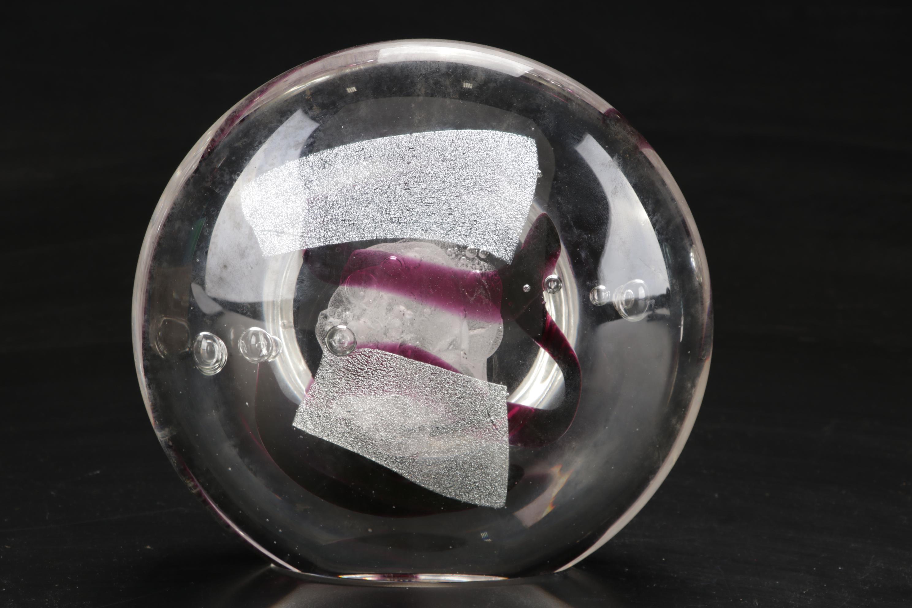 Signed Michael Rozell Art Glass Paperweight and Bud Vase