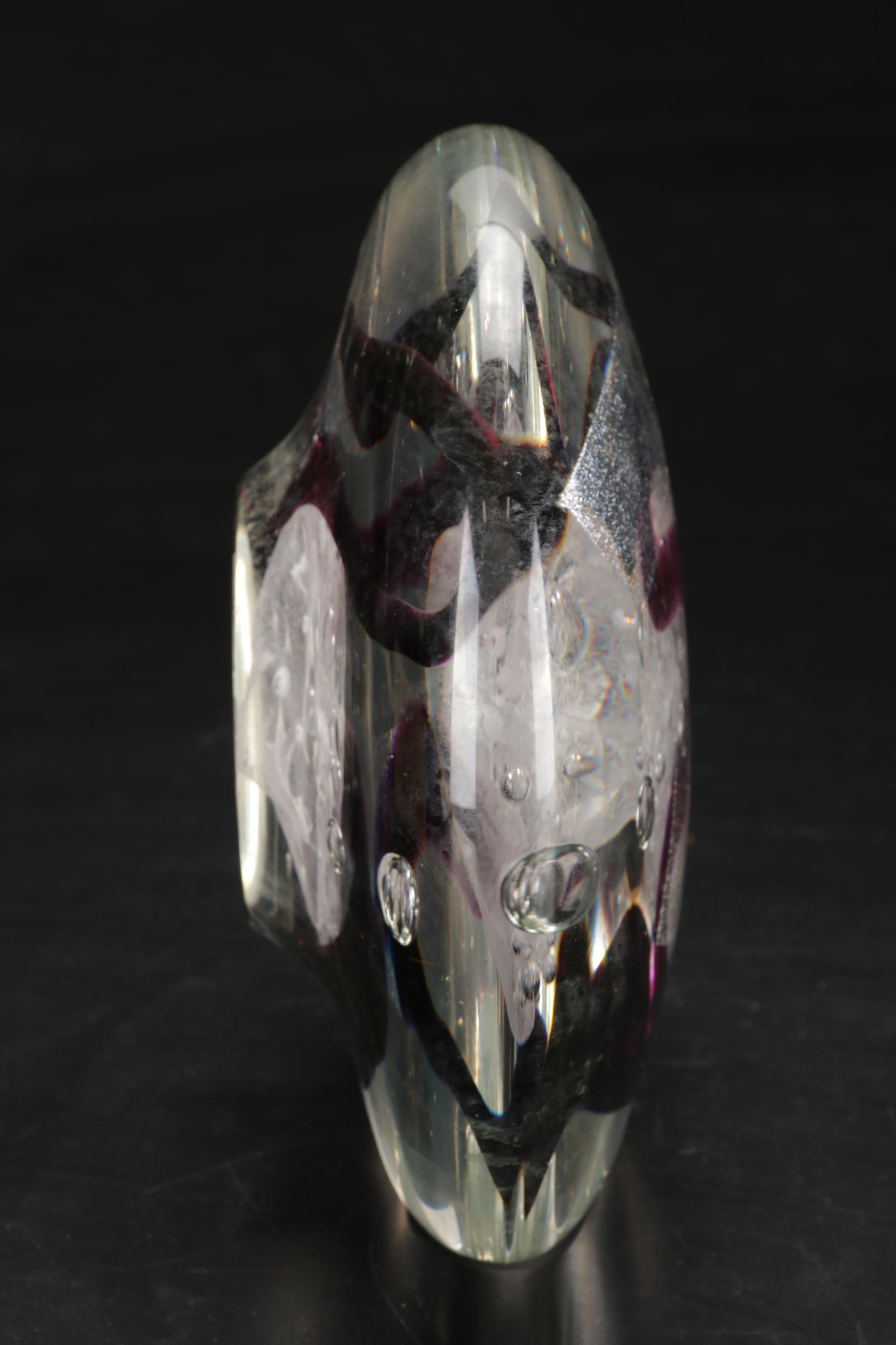 Signed Michael Rozell Art Glass Paperweight and Bud Vase