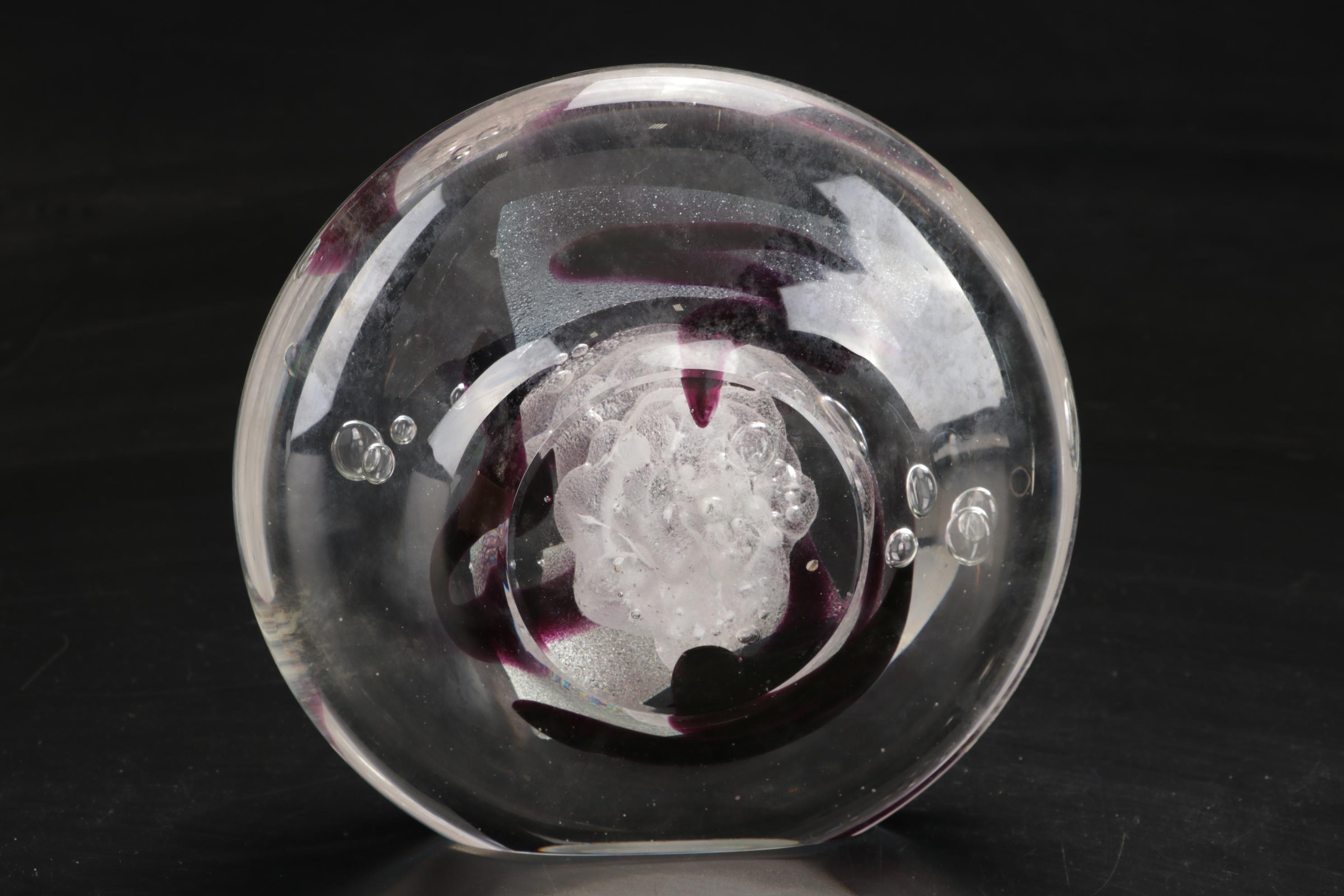 Signed Michael Rozell Art Glass Paperweight and Bud Vase