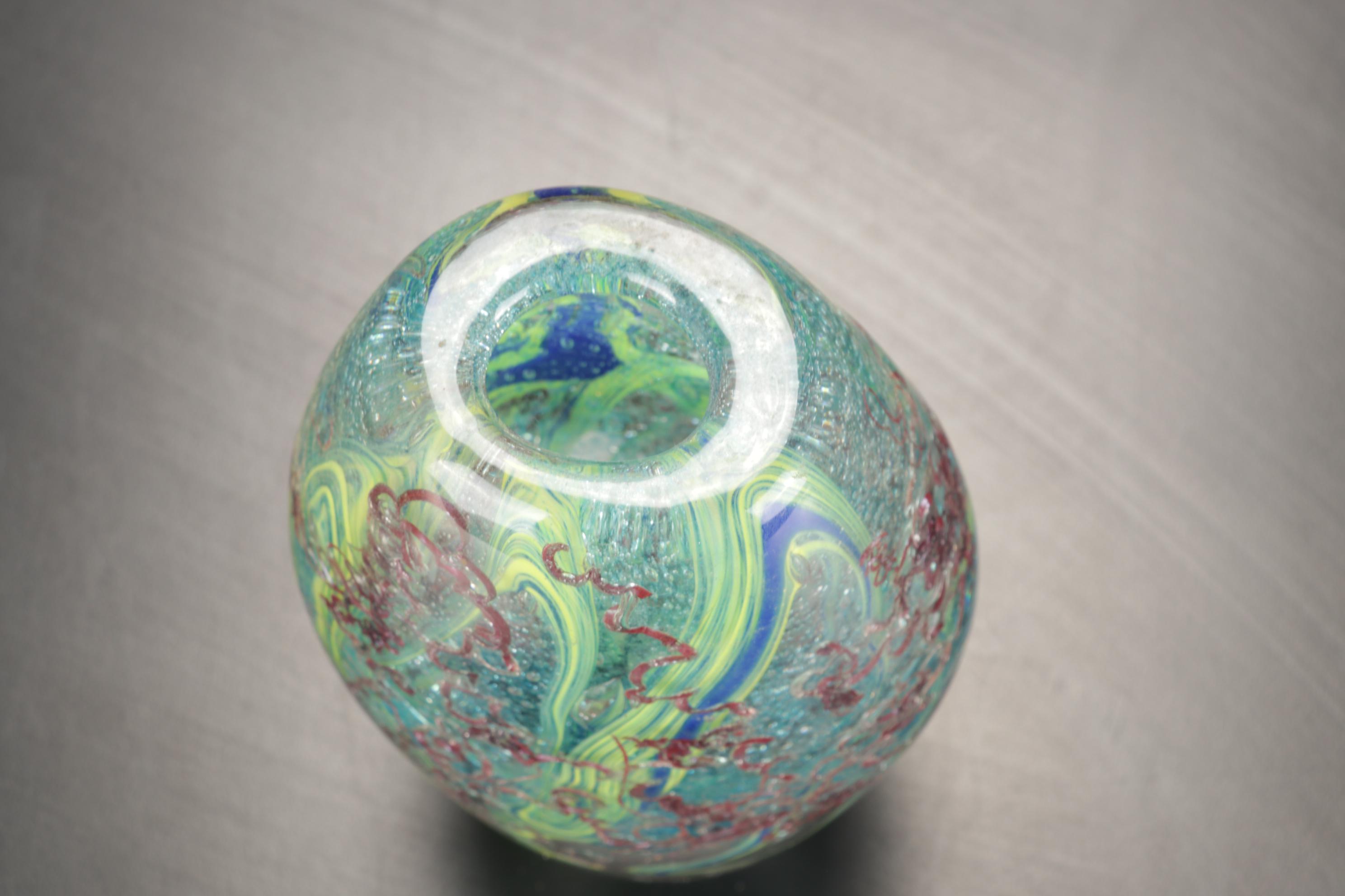 Signed Michael Rozell Art Glass Paperweight and Bud Vase