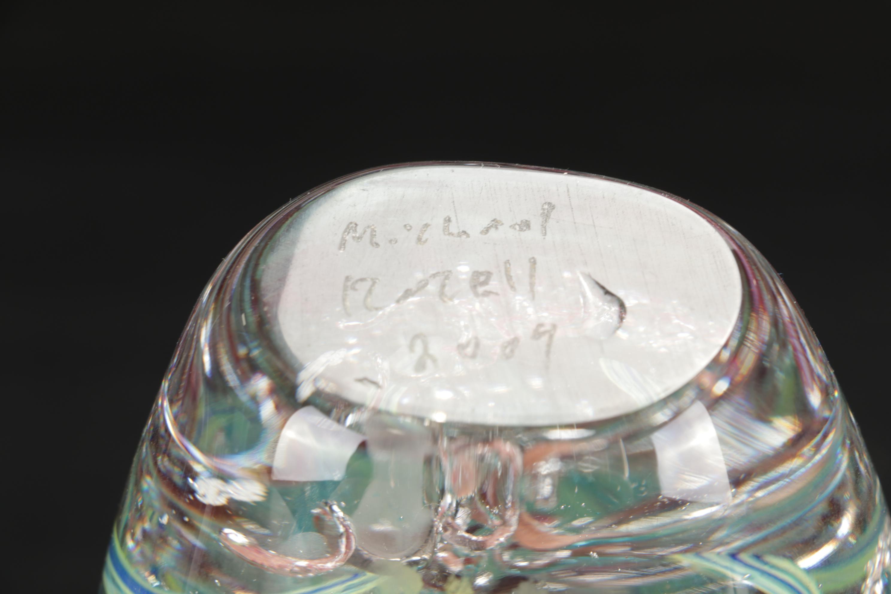 Signed Michael Rozell Art Glass Paperweight and Bud Vase