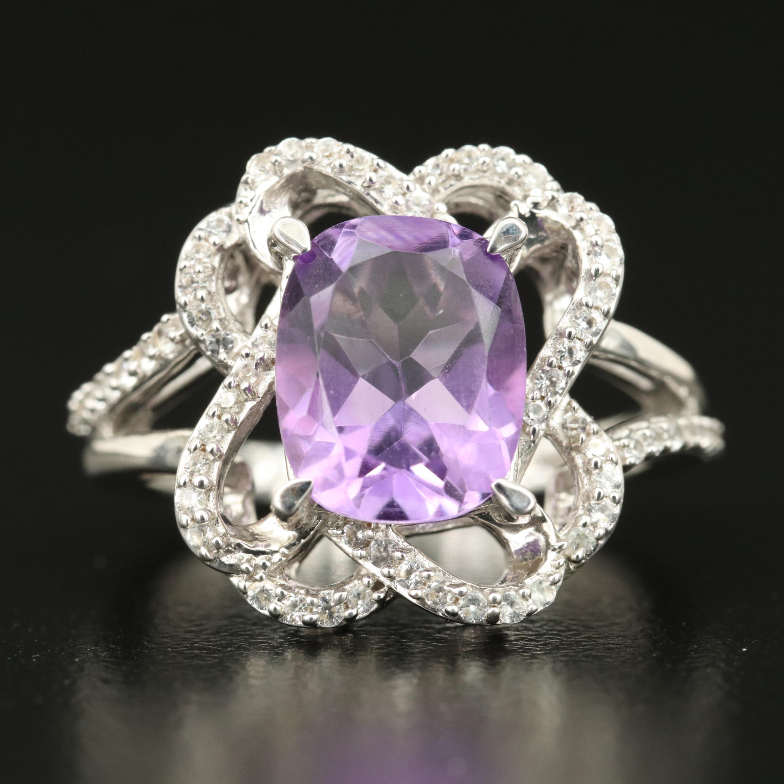 Sterling Amethyst and Sapphire Ring