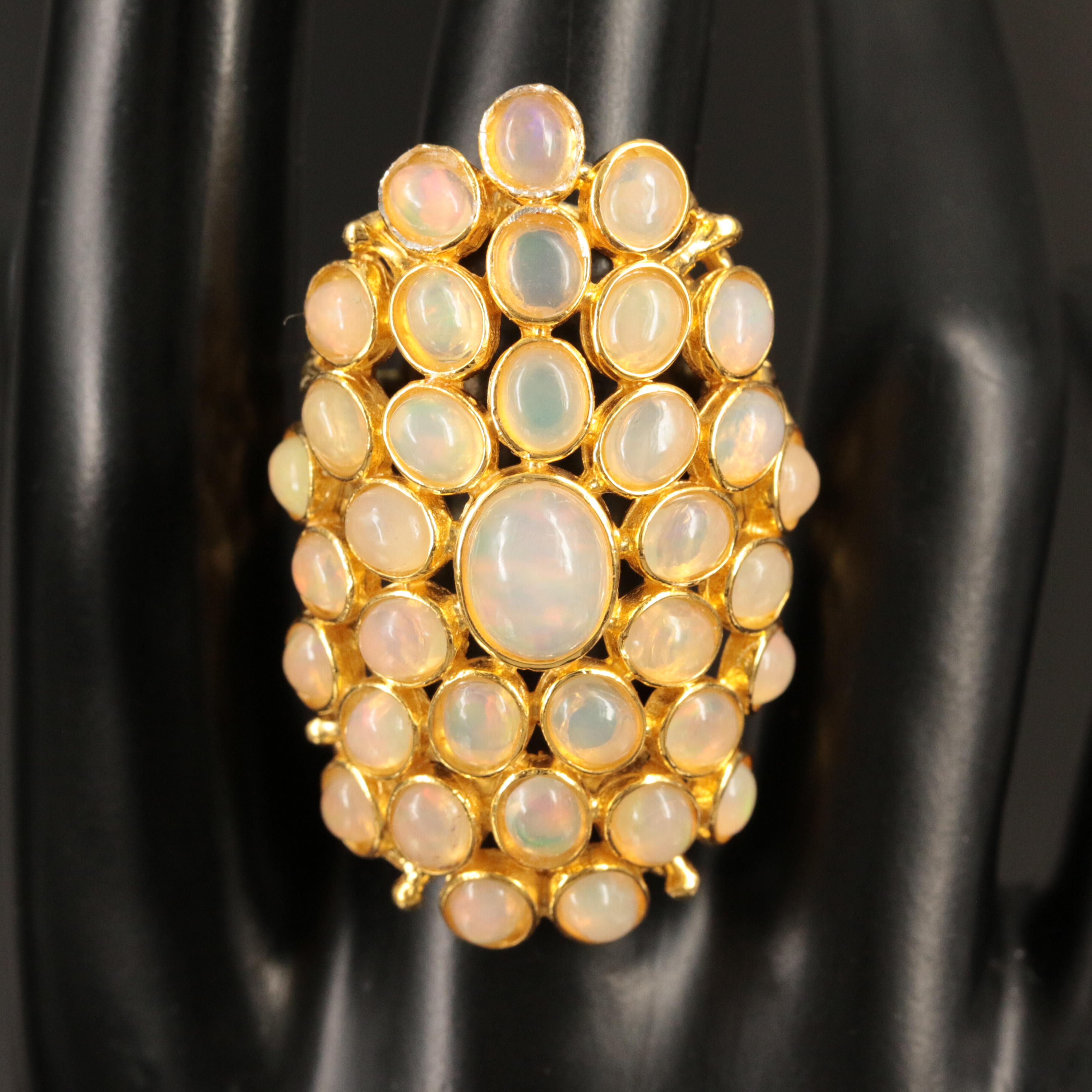 Sterling Opal Cluster Ring