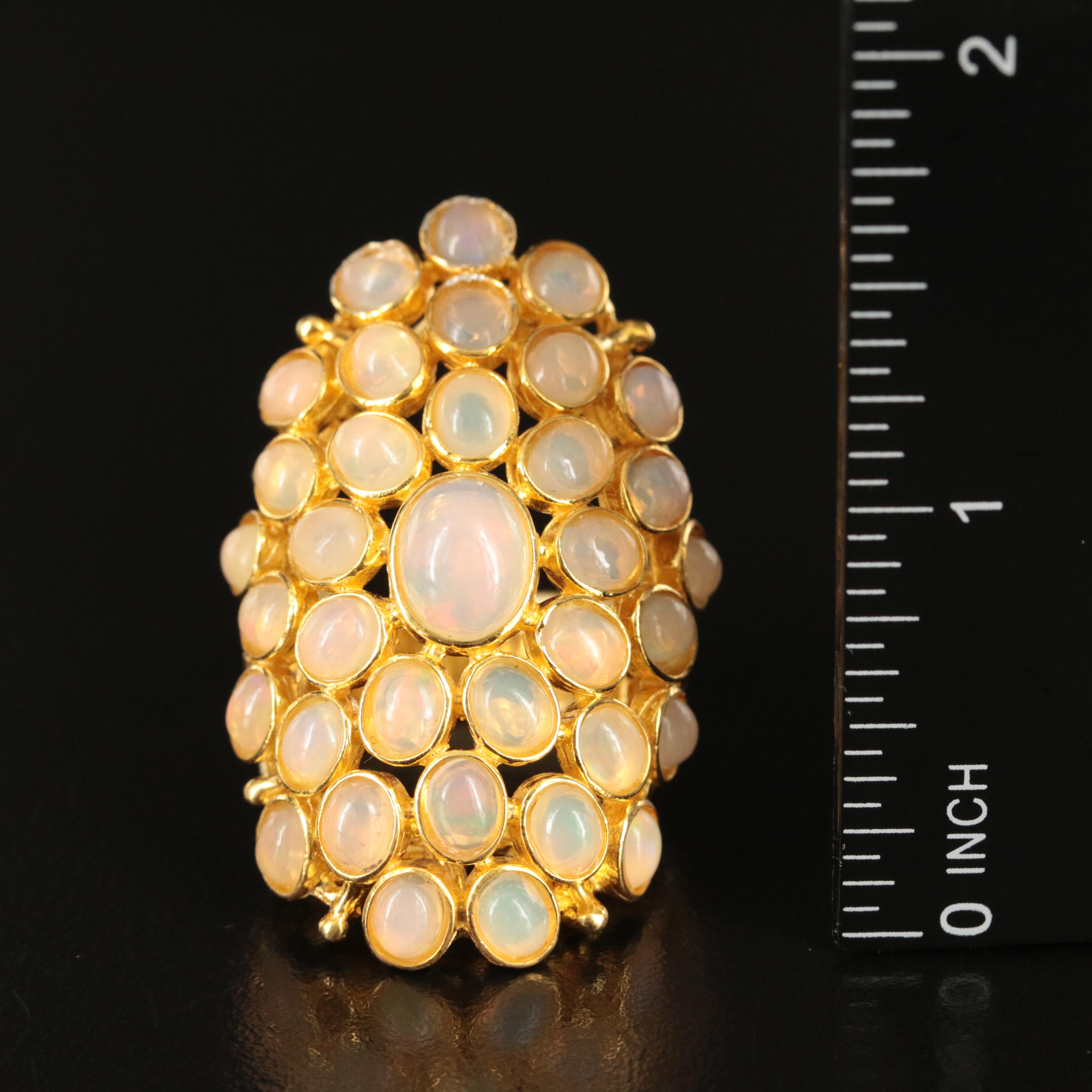 Sterling Opal Cluster Ring