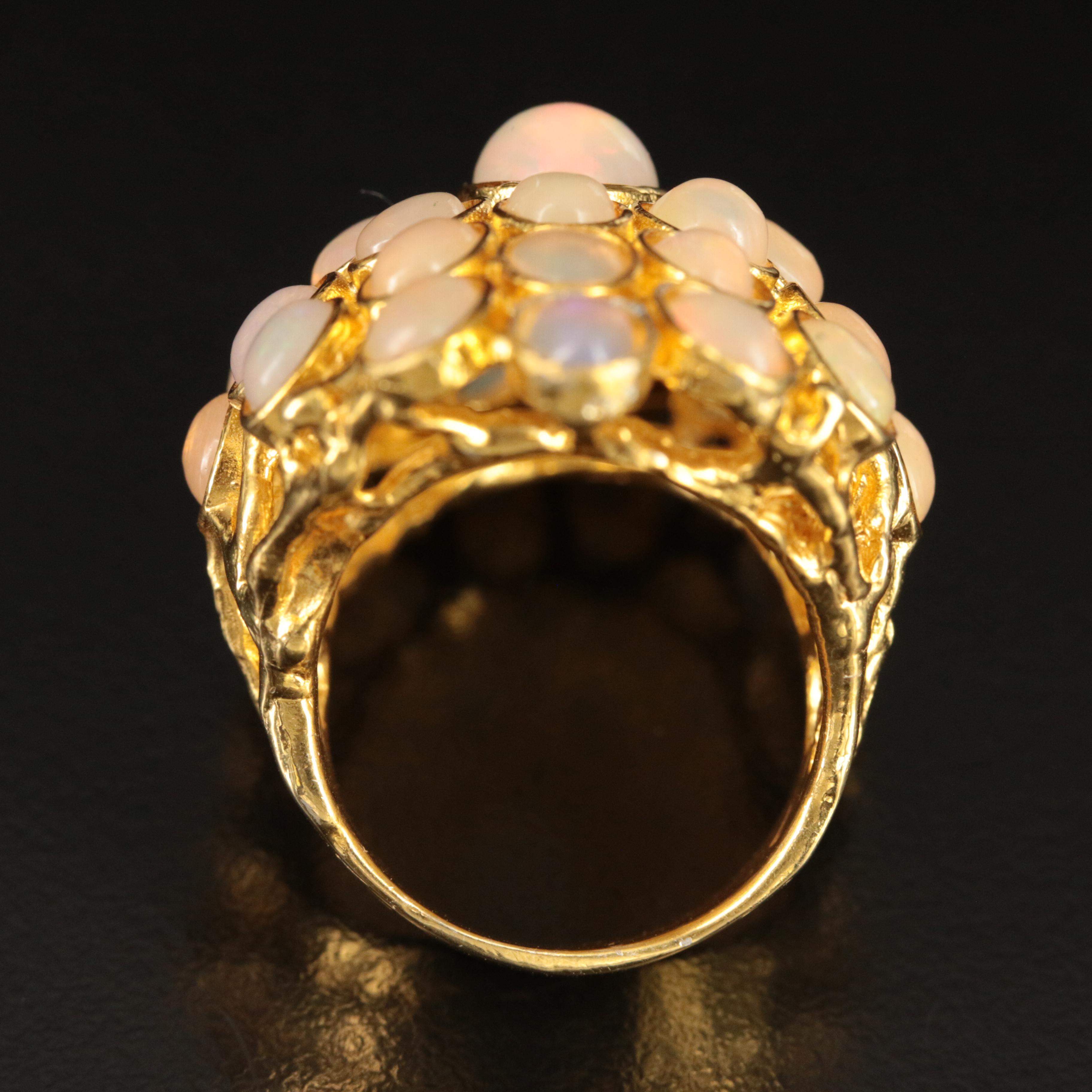 Sterling Opal Cluster Ring