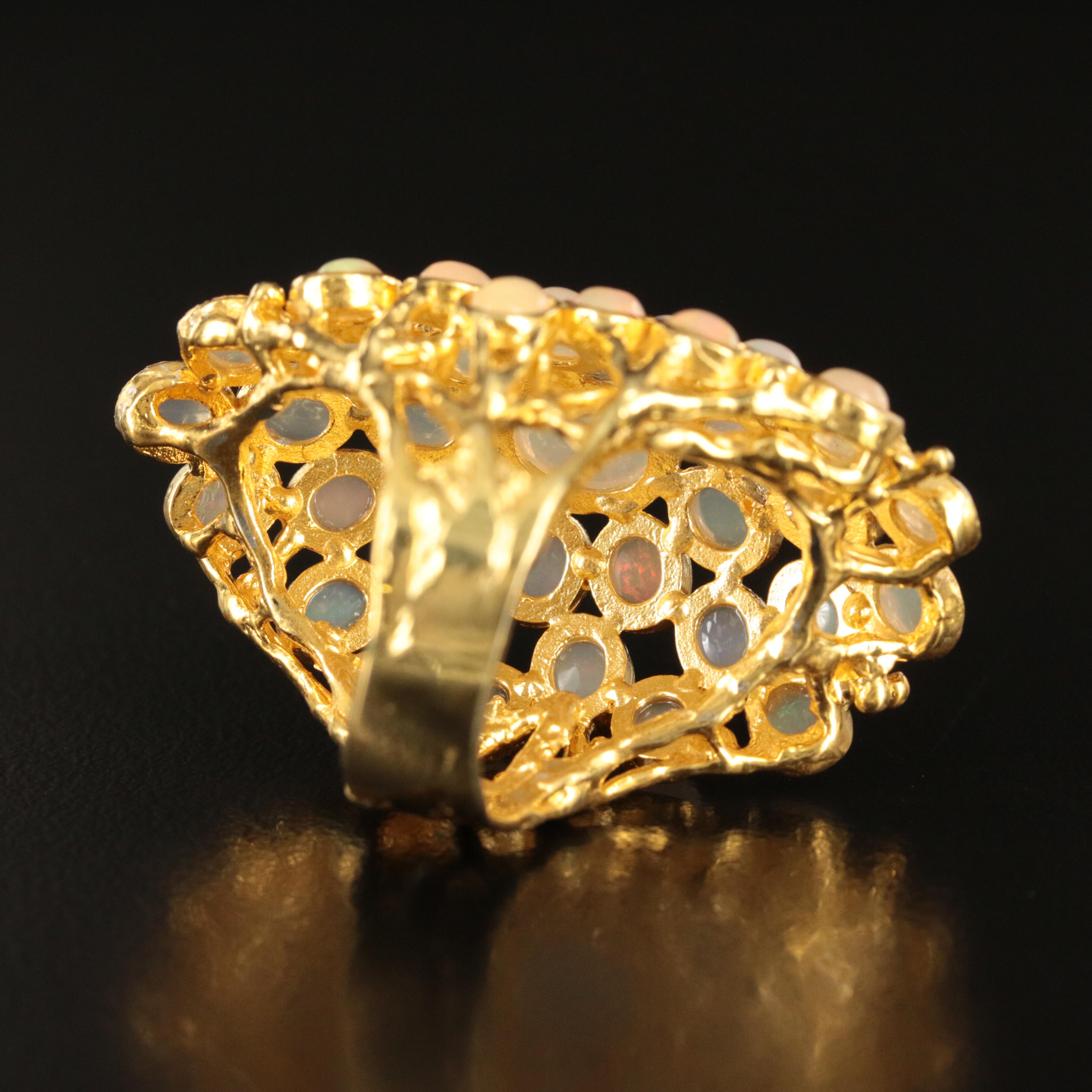 Sterling Opal Cluster Ring