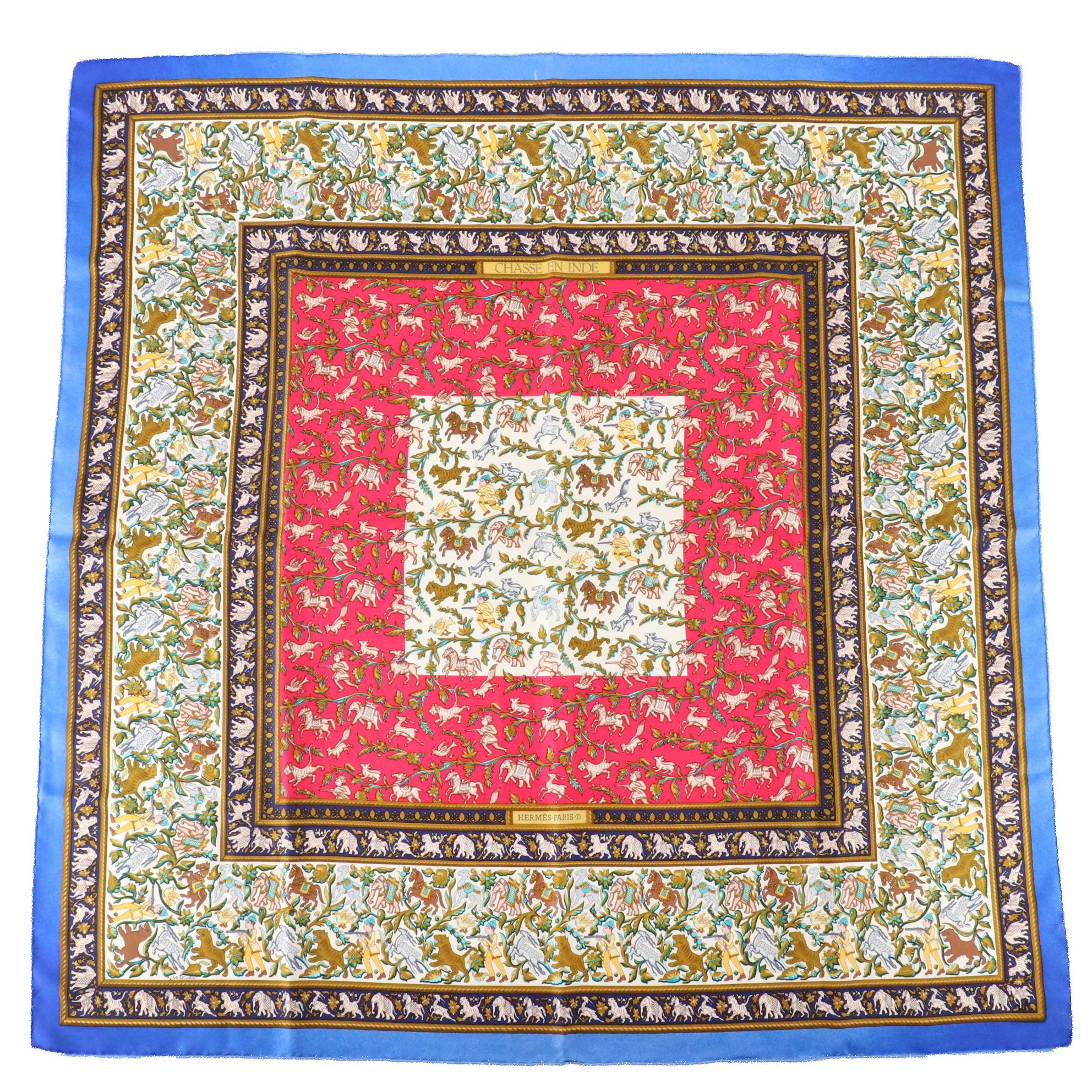 Hermès ''Chasse en Inde'' Scarf 90 in Silk Twill