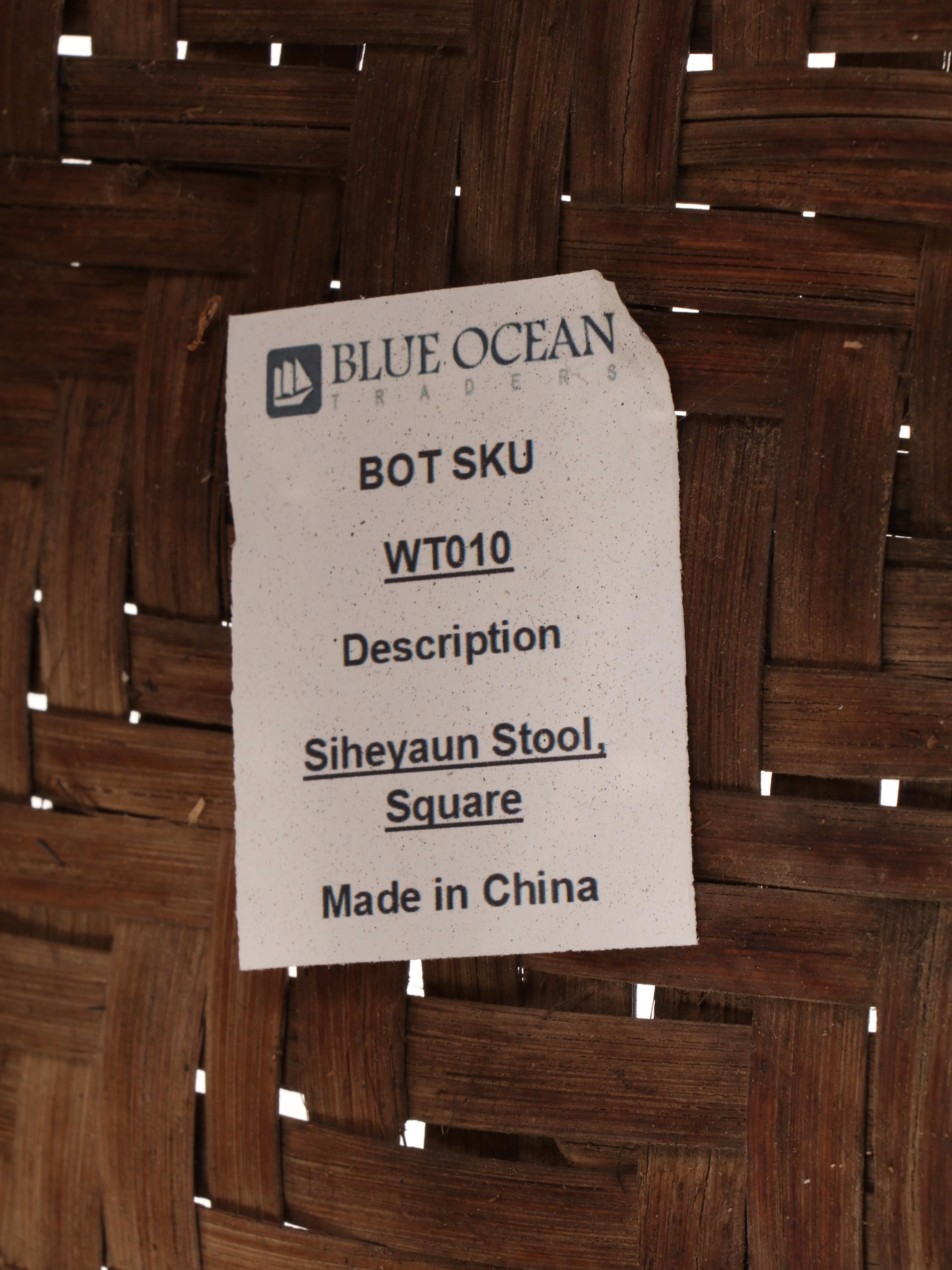Four Blue Ocean Traders Siheyaun Rattan and Wood Stools