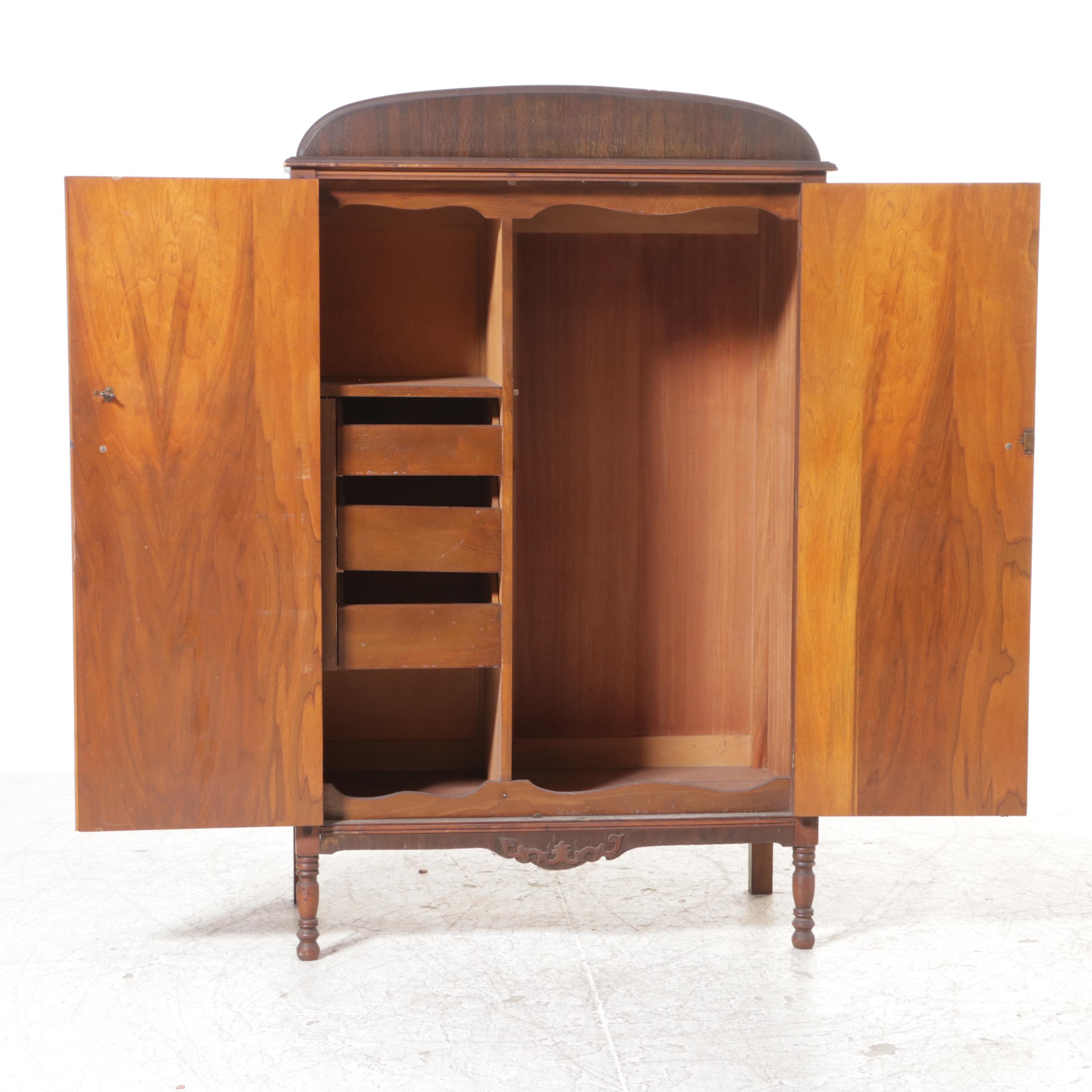 Louis XVI Style Walnut Chifferobe, Early to Mid 20th Century