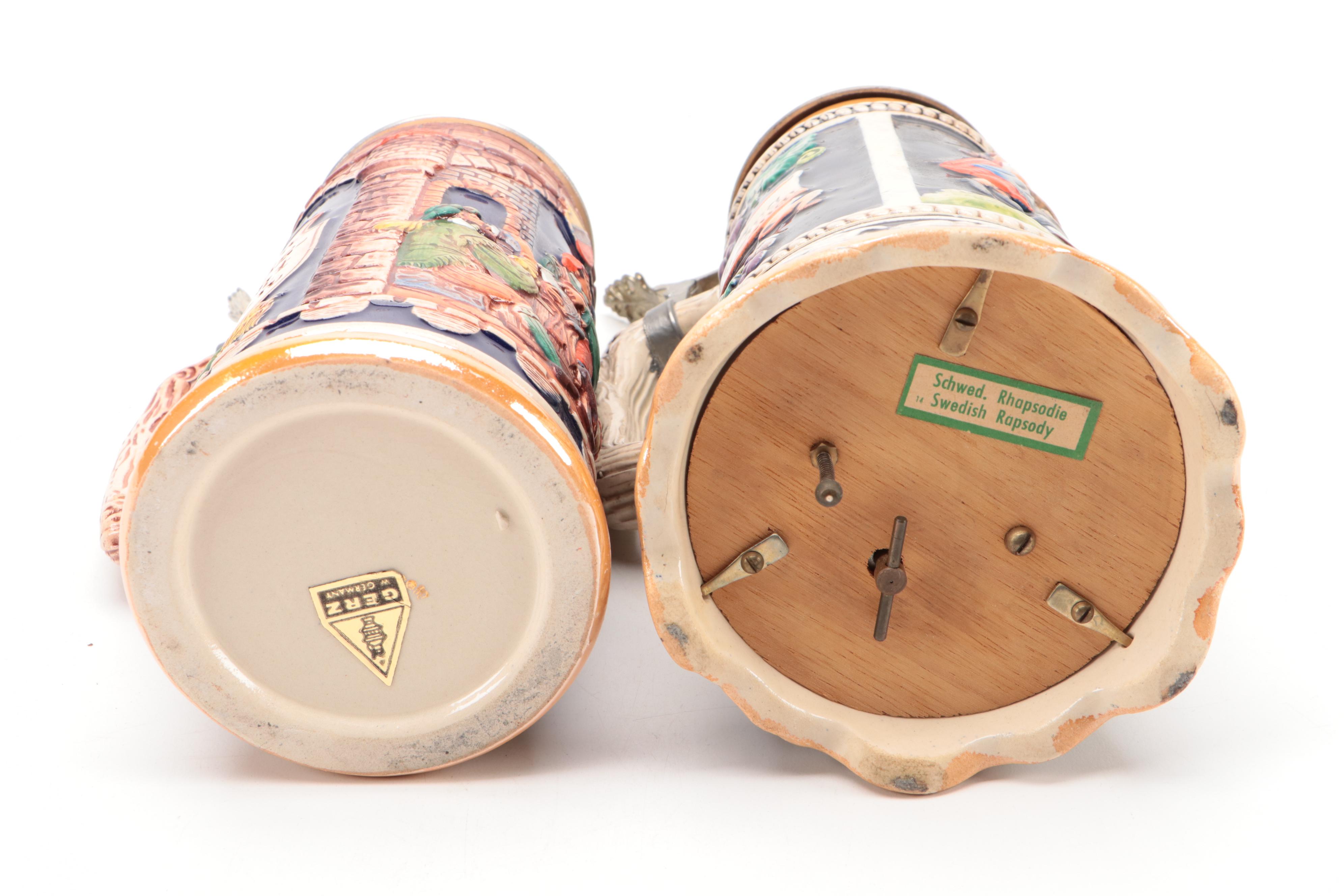 Gerz Ceramic Beer Stein With Stein Music Box, Late 20th Century