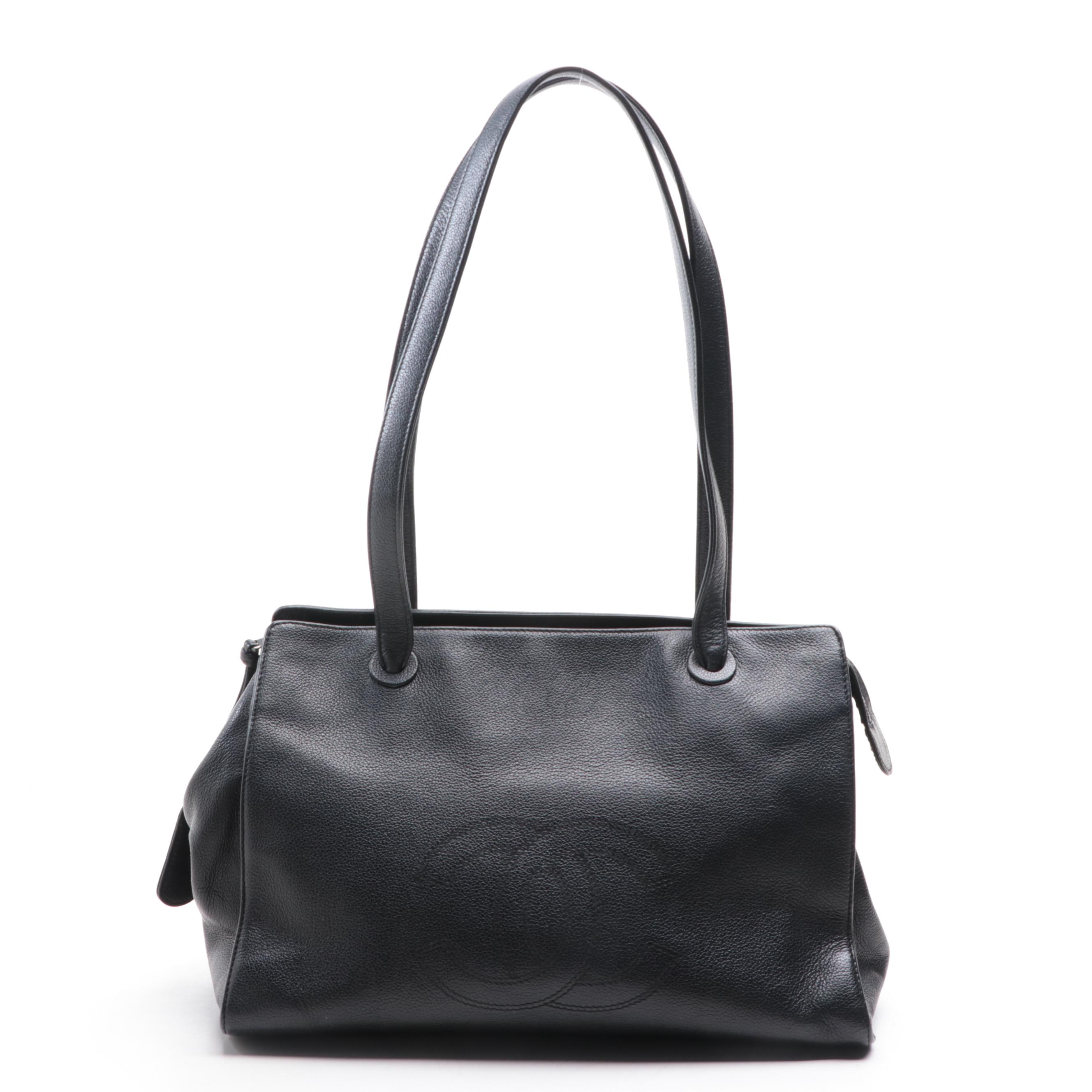 Chanel CC Tote in Black Grain Leather