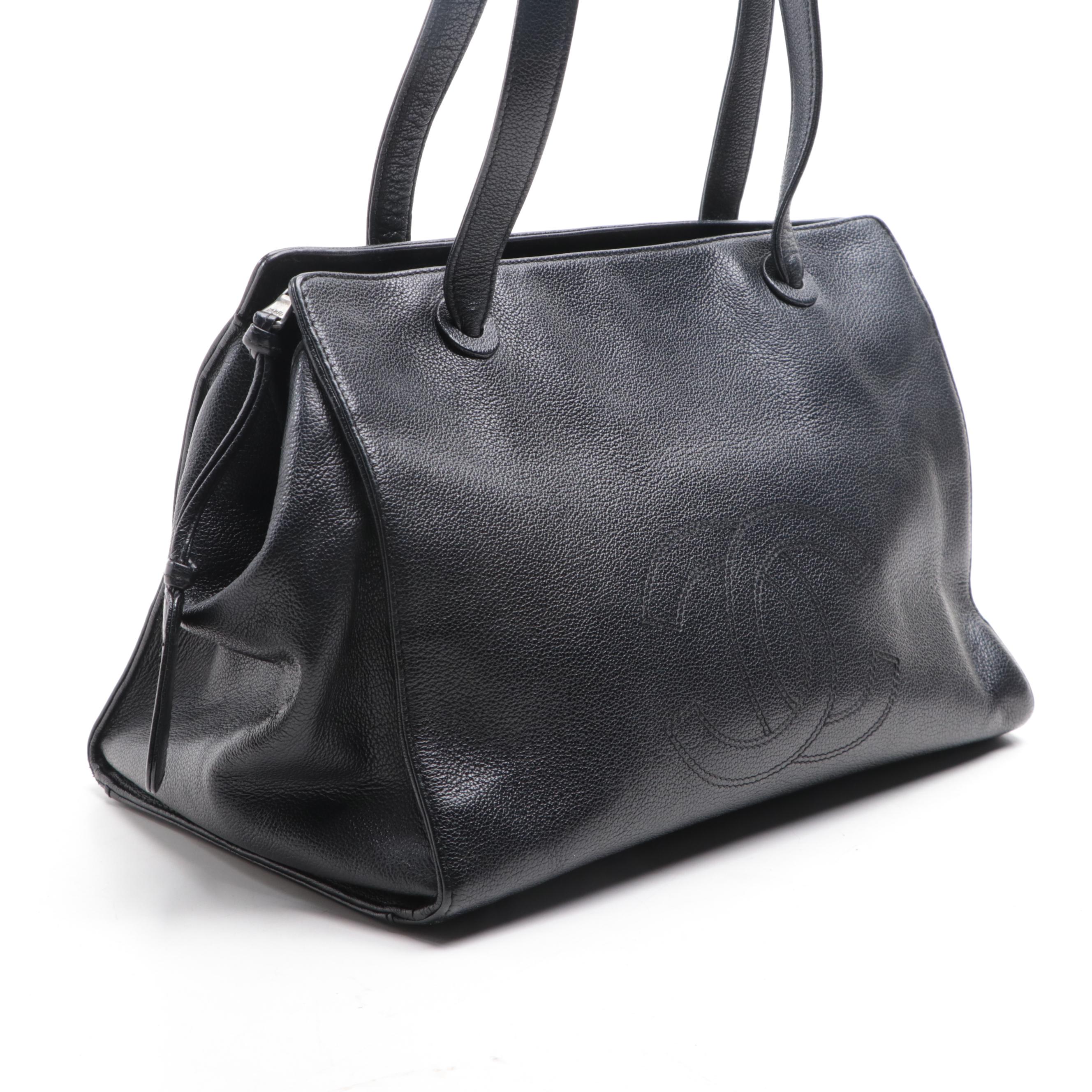Chanel CC Tote in Black Grain Leather