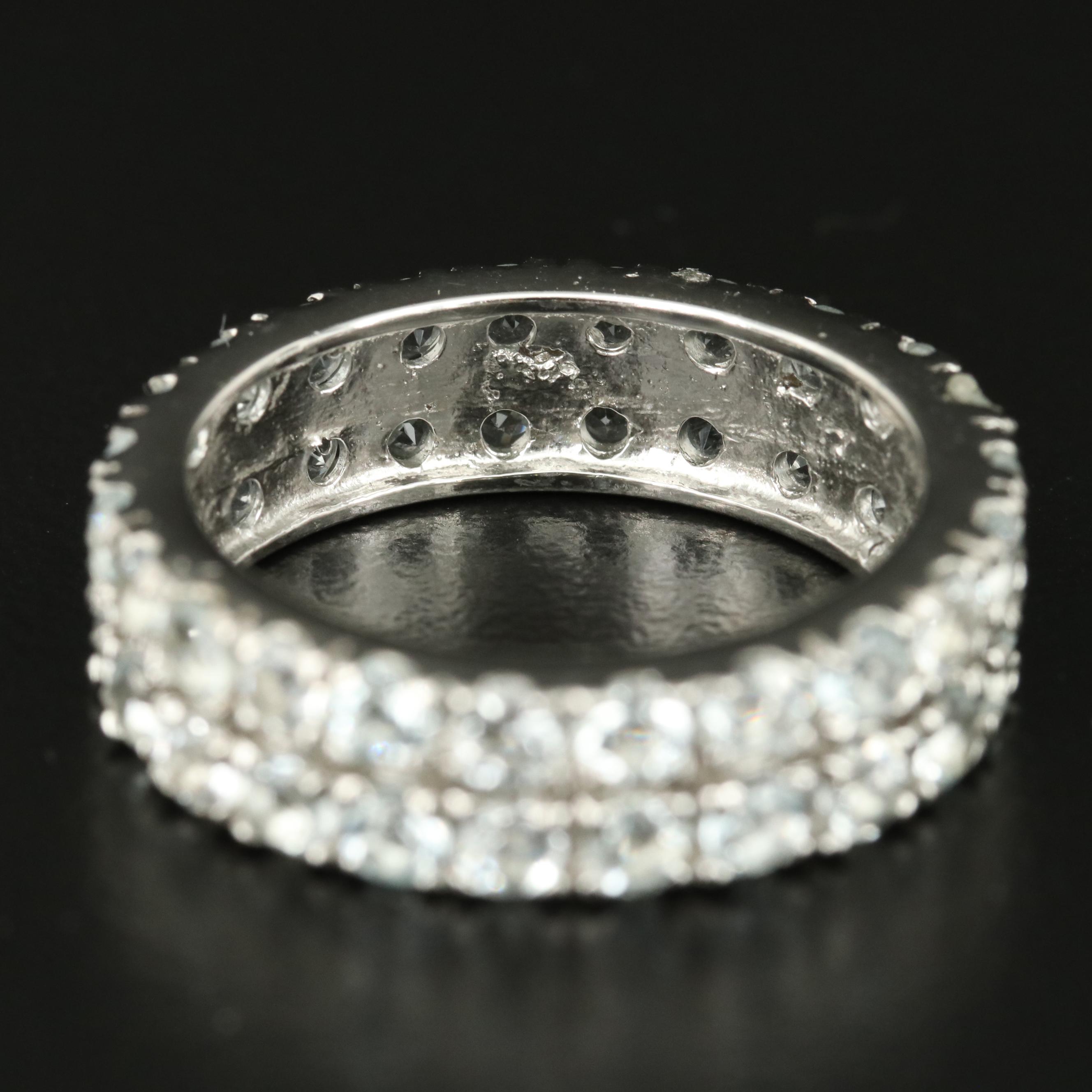 Sterling Aquamarine Double Row Eternity Band