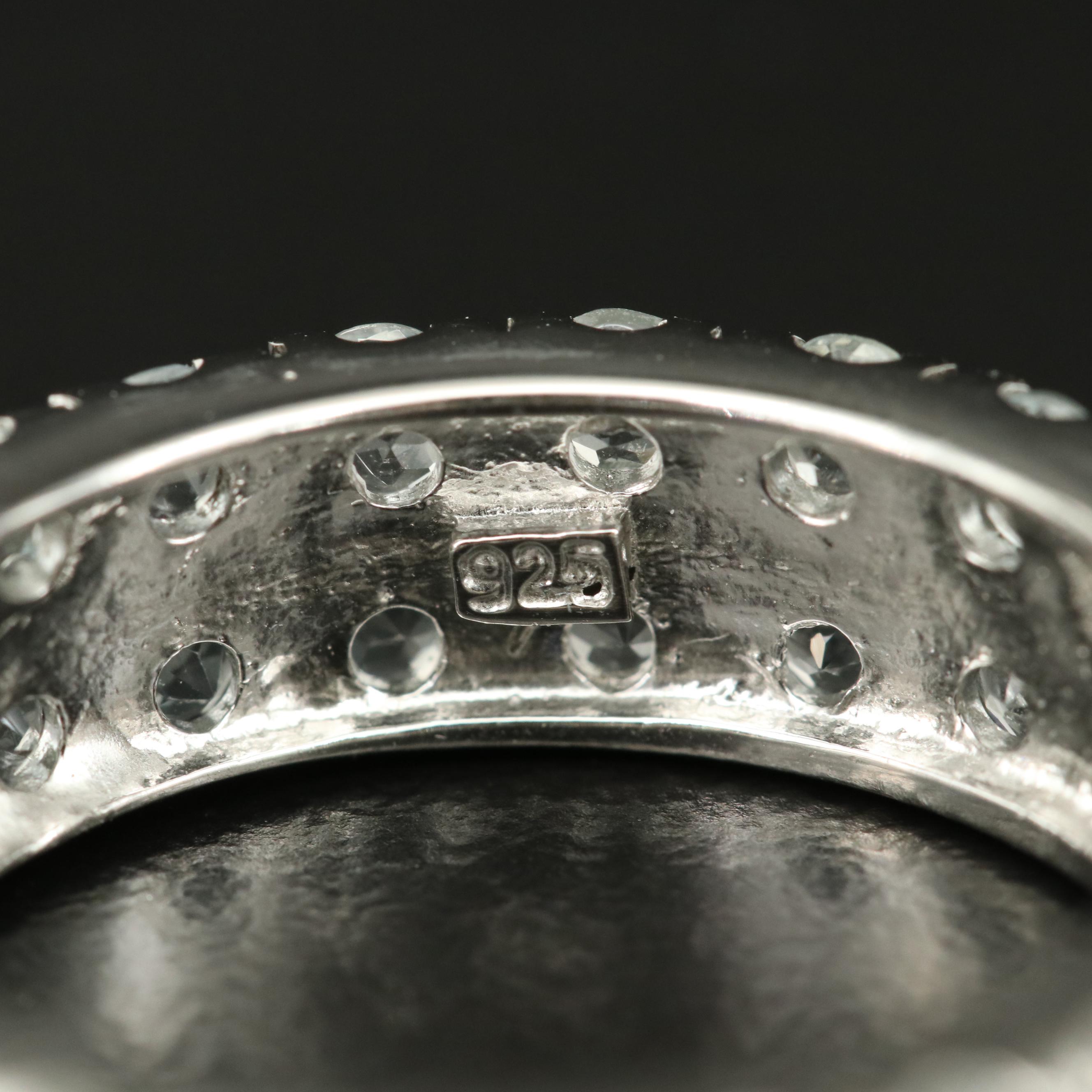 Sterling Aquamarine Double Row Eternity Band