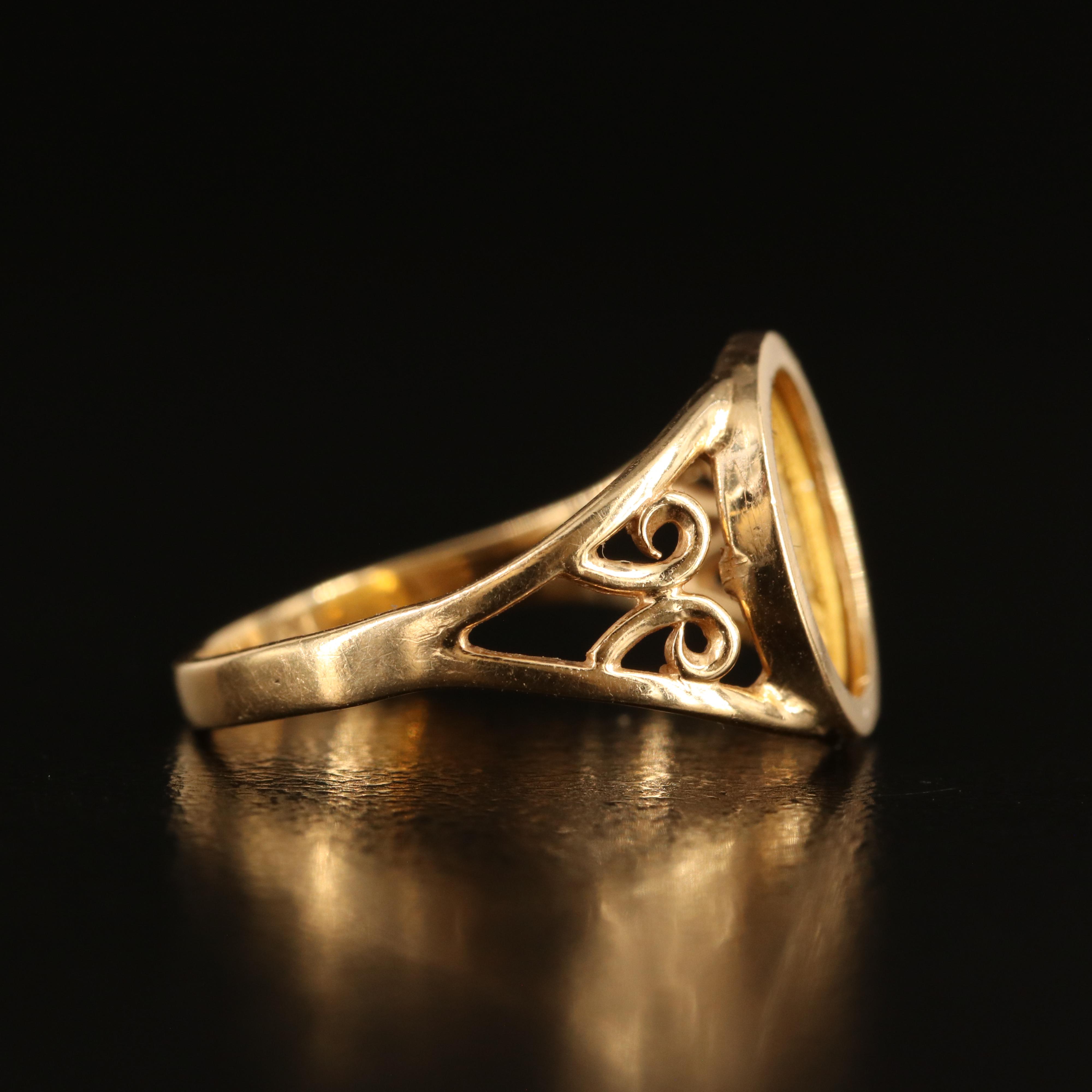 14K Ring with Hawaiian Gold Coin Charm