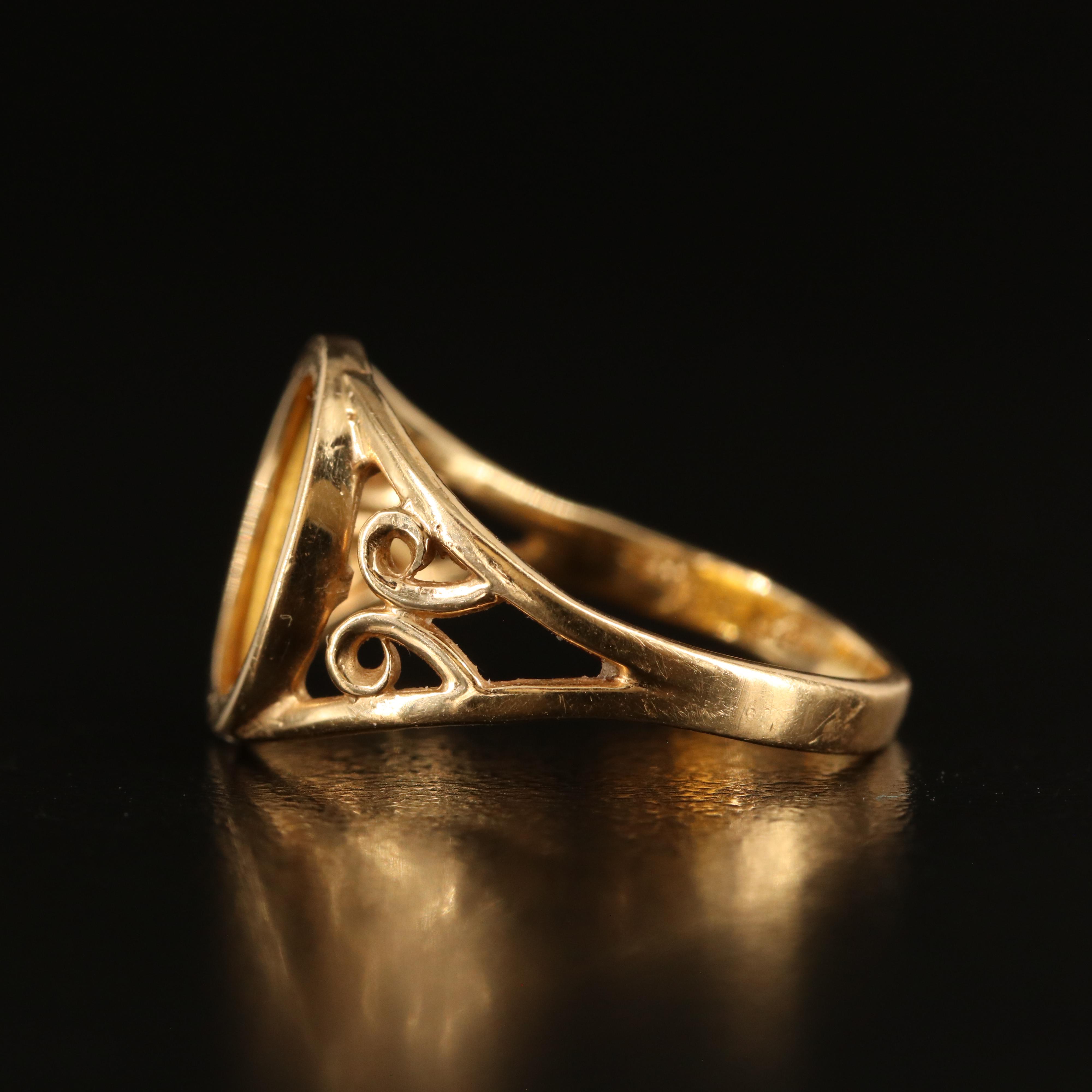 14K Ring with Hawaiian Gold Coin Charm