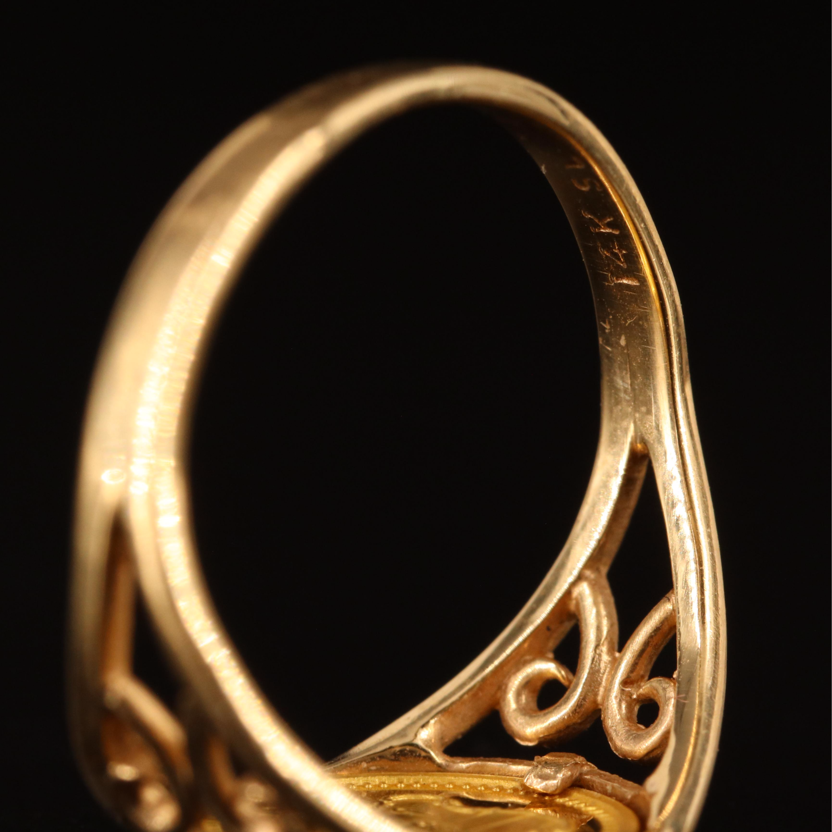14K Ring with Hawaiian Gold Coin Charm