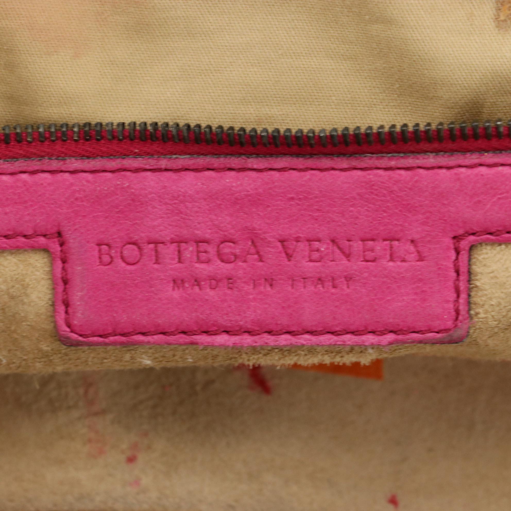 Bottega Veneta Top Handle Shoulder Bag in Pink Intrecciato Leather