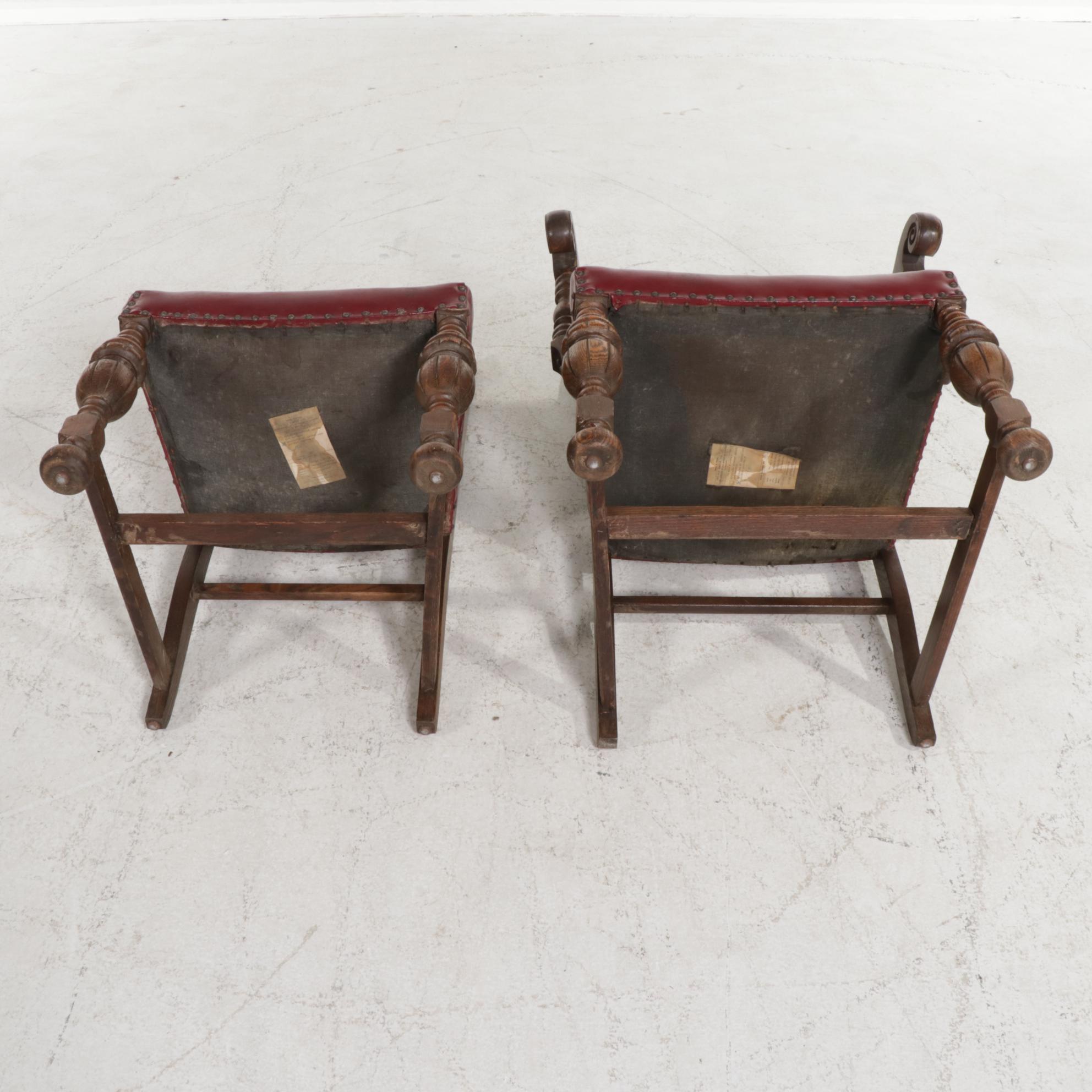 Oak Jacobean Revival Dining Room Furniture, Mid 20th Century