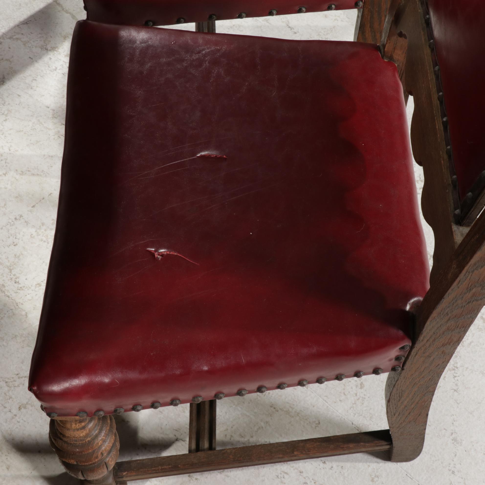 Oak Jacobean Revival Dining Room Furniture, Mid 20th Century