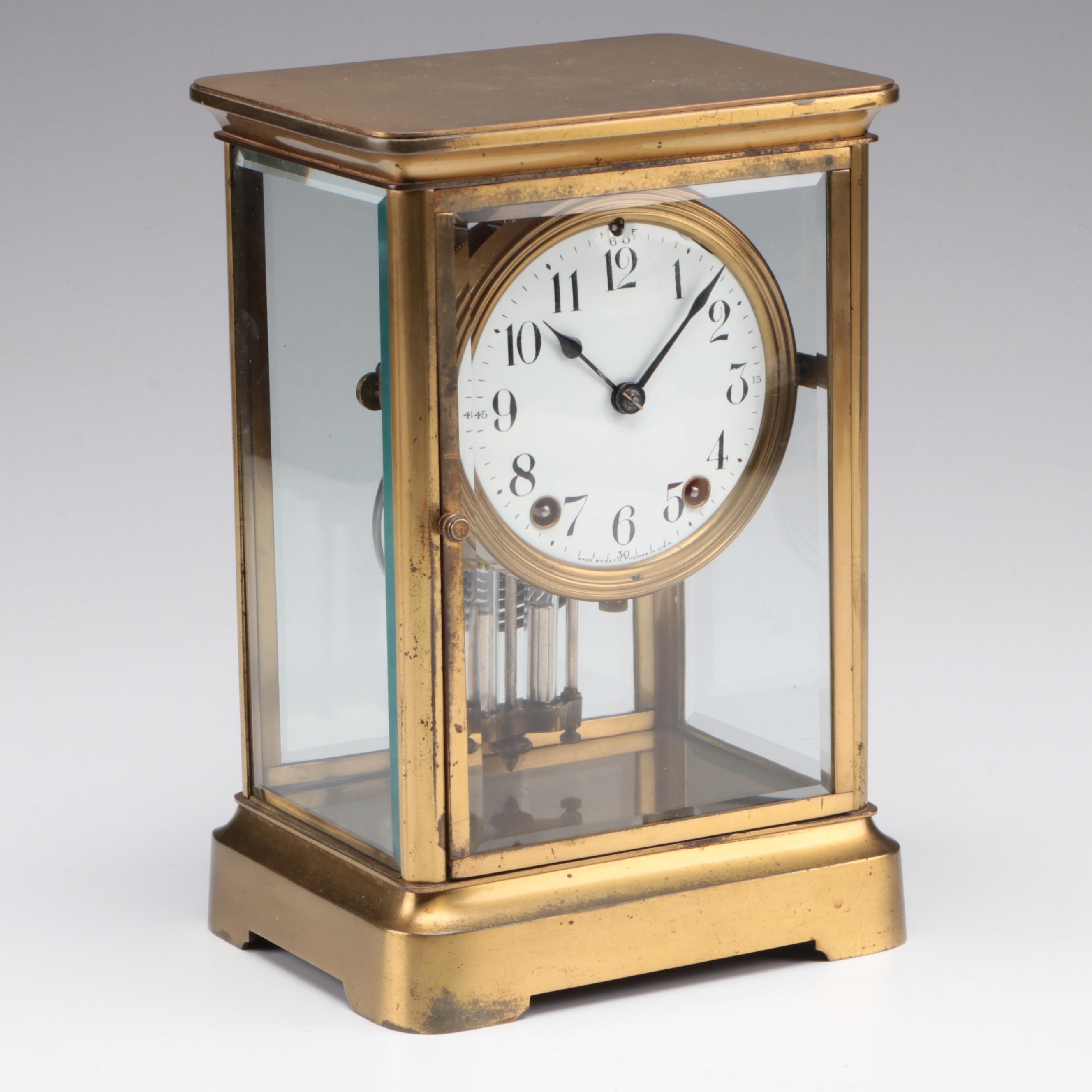 Seth Thomas Brass Regulator Mantel Clock, 20th Century