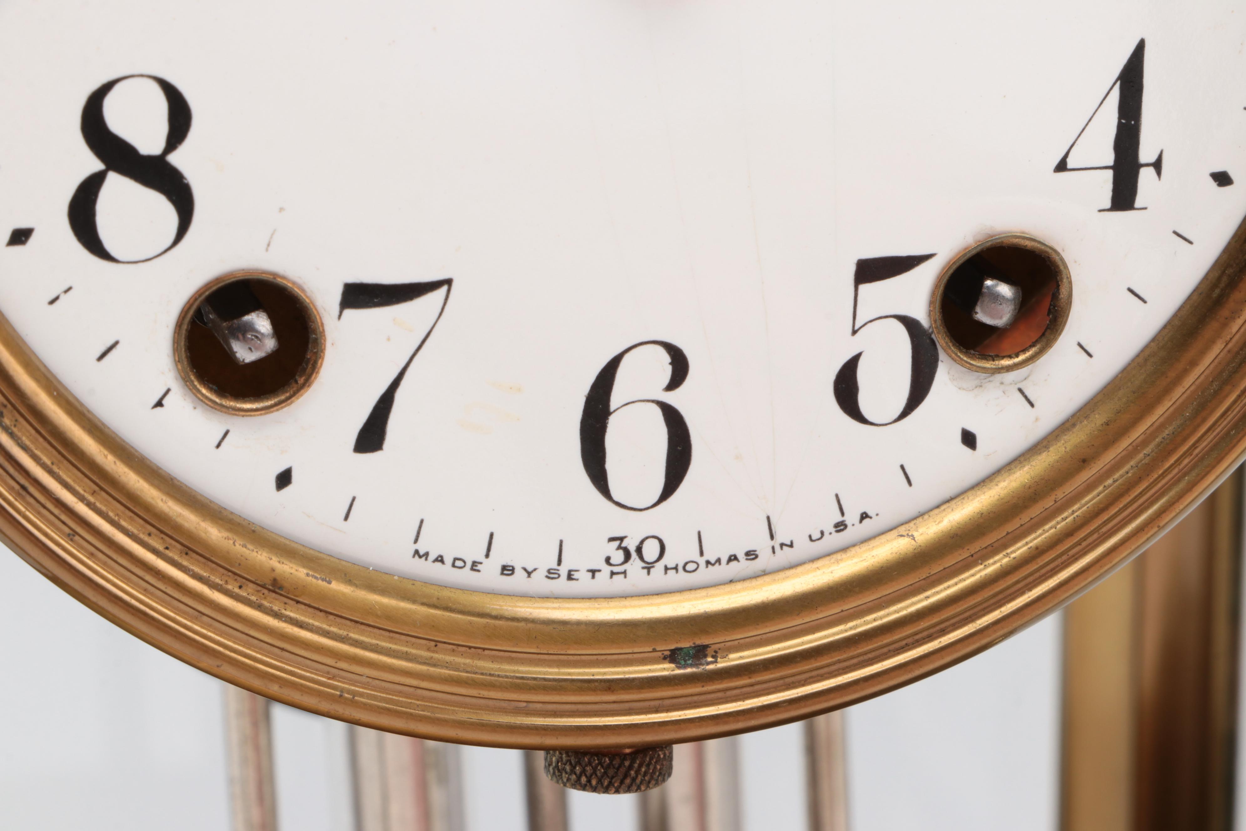 Seth Thomas Brass Regulator Mantel Clock, 20th Century