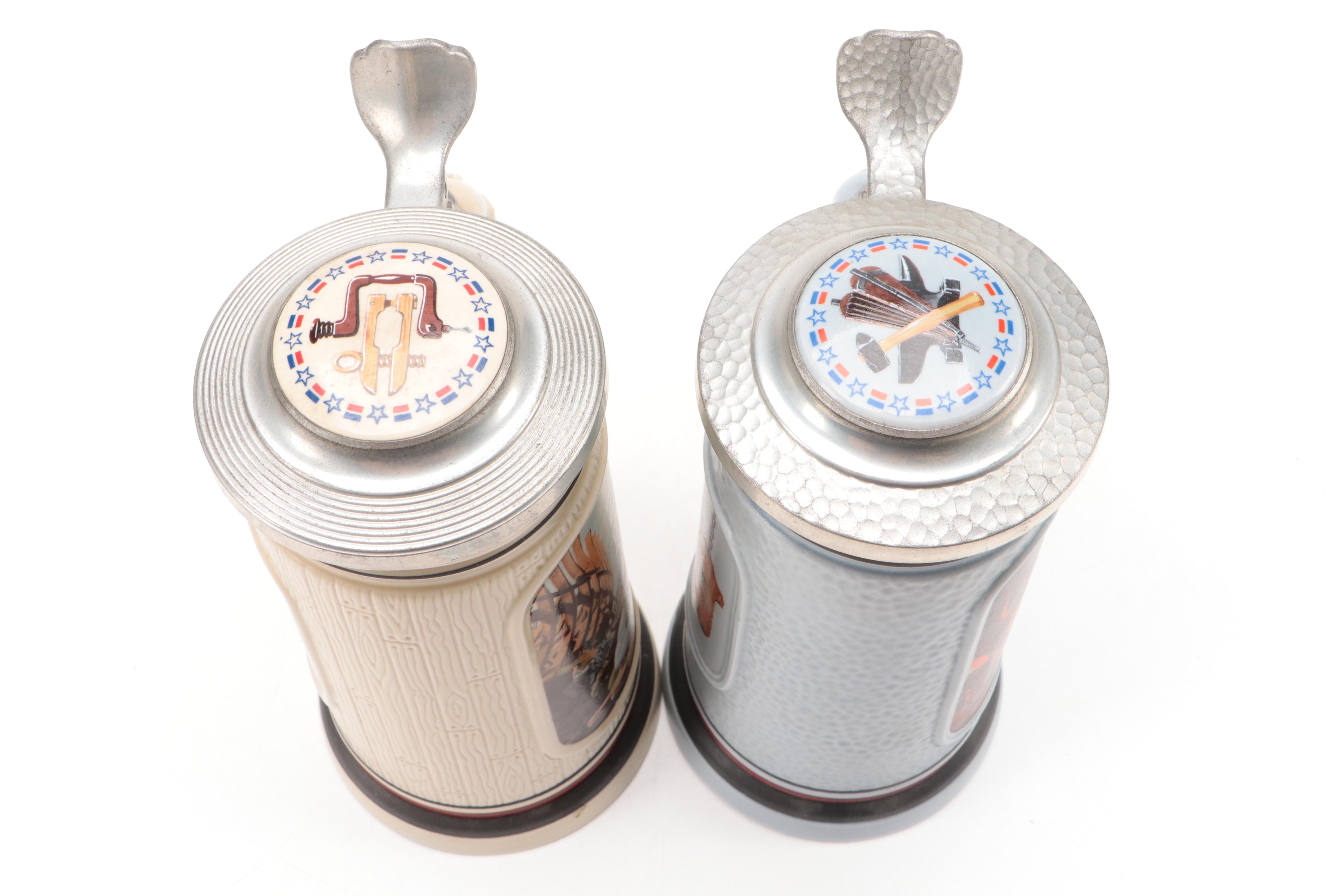Avon "The Blacksmith" and "The Shipbuilder" Ceramic Steins, 1985-1986