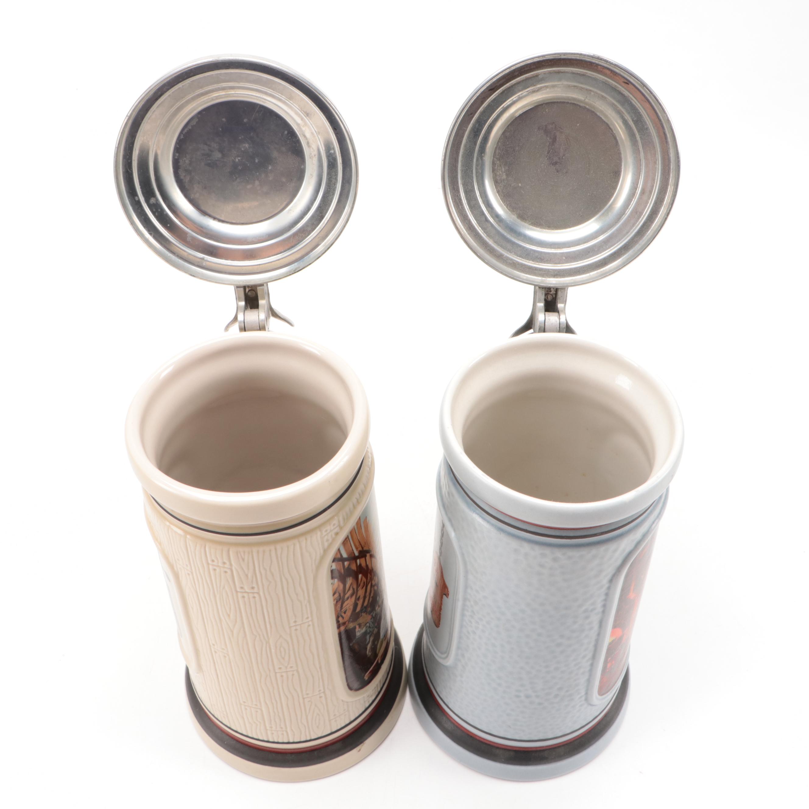 Avon "The Blacksmith" and "The Shipbuilder" Ceramic Steins, 1985-1986