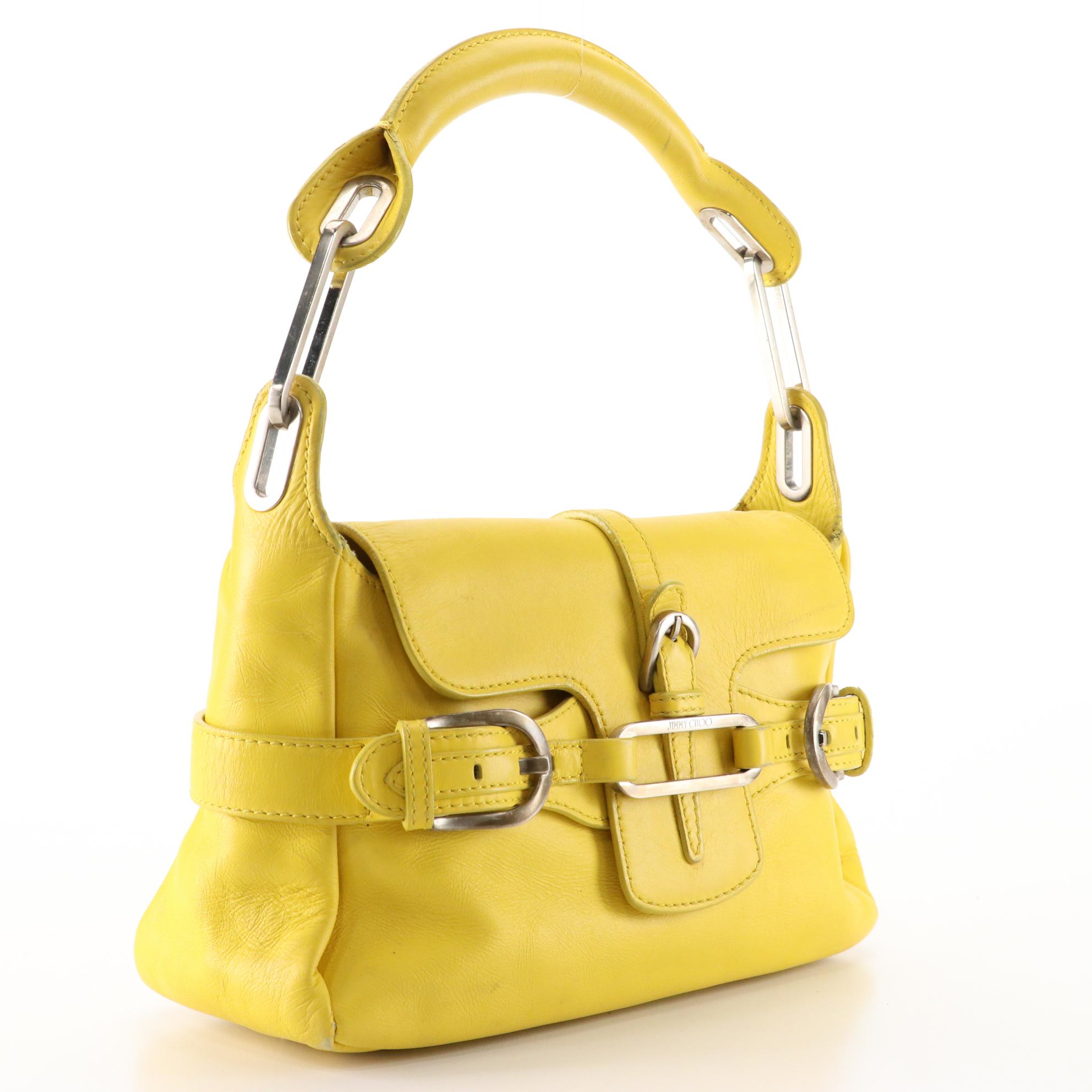 Jimmy Choo Tulita Mini Top Handle Bag in Yellow Leather