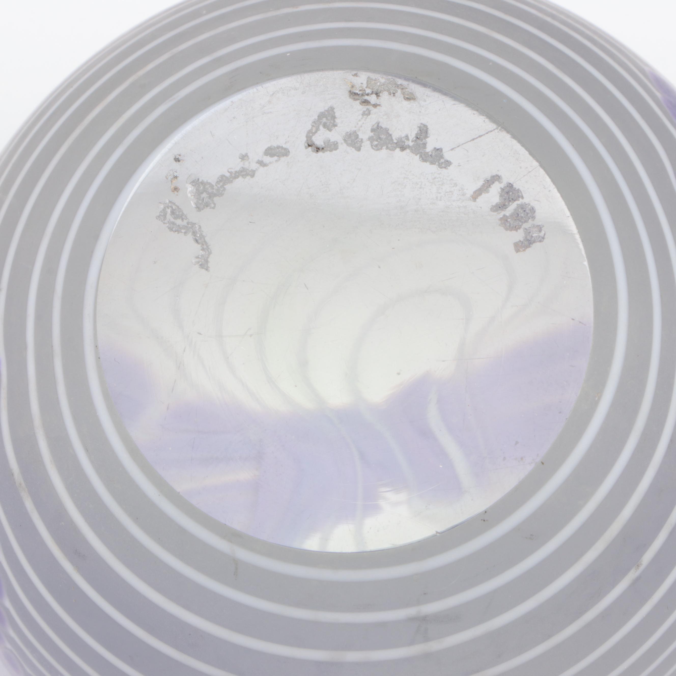 Art Glass Paperweight on Wooden Stand, 1989