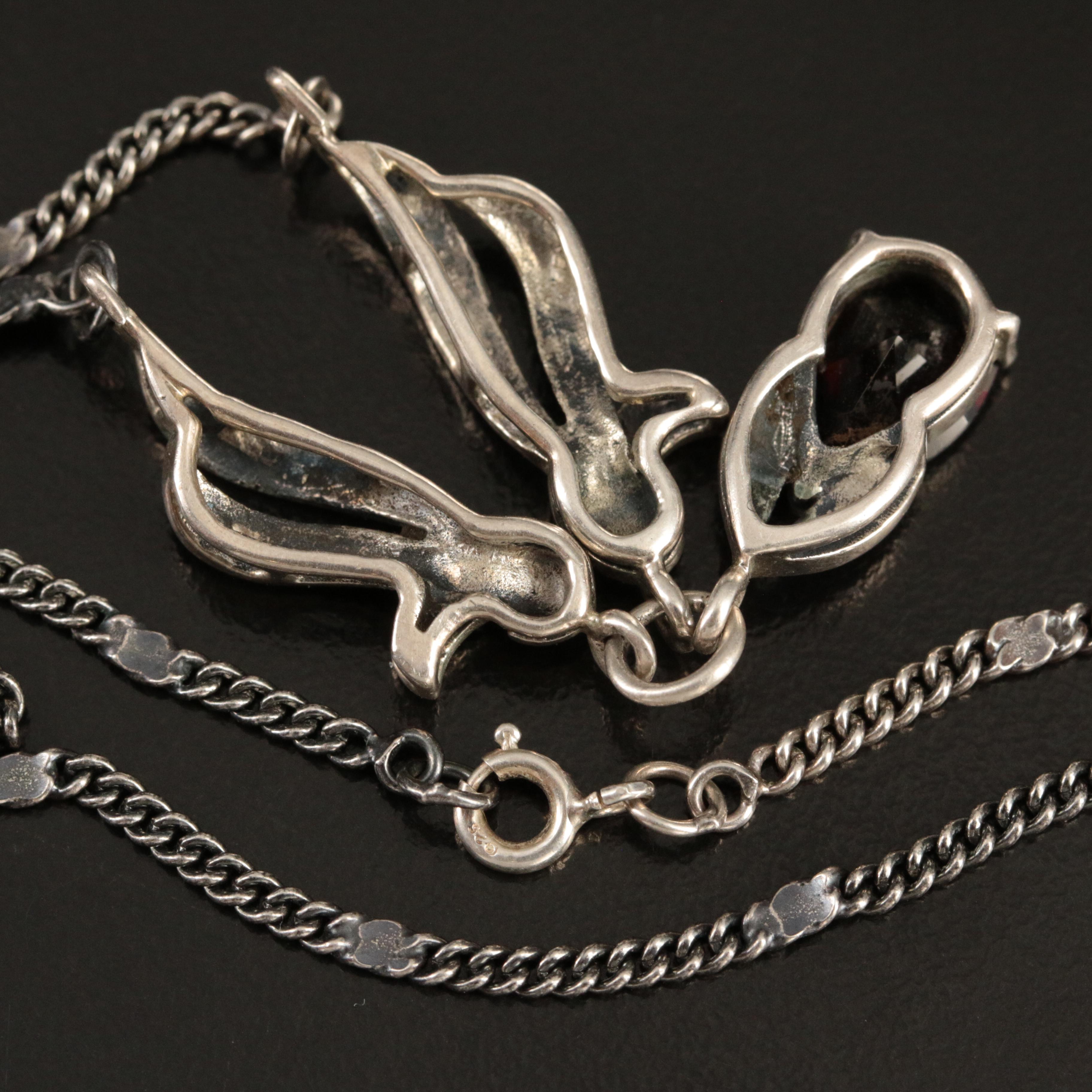 Sterling Garnet and Marcasite Necklace