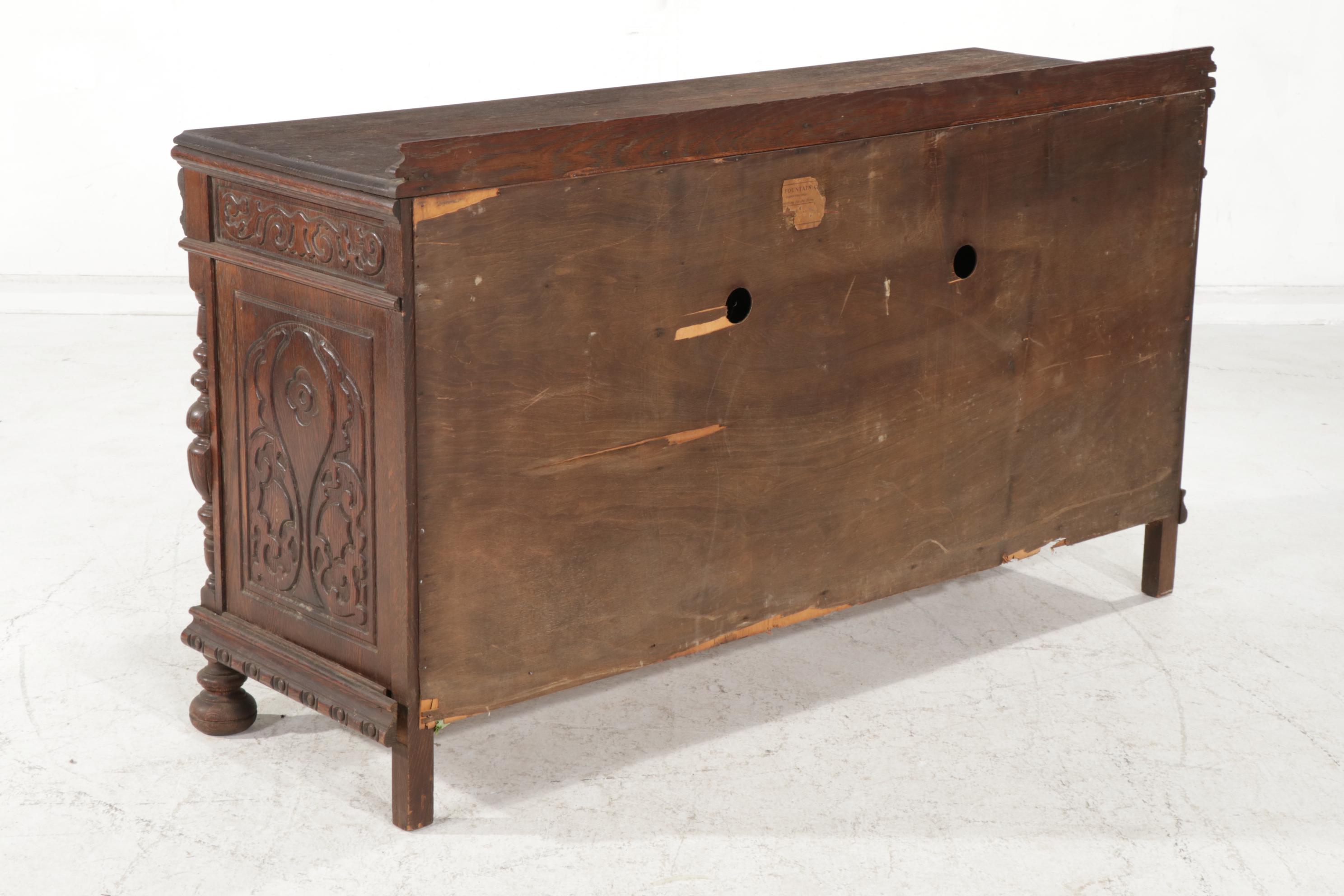 Oak Jacobean Revival Dining Room Furniture, Mid 20th Century