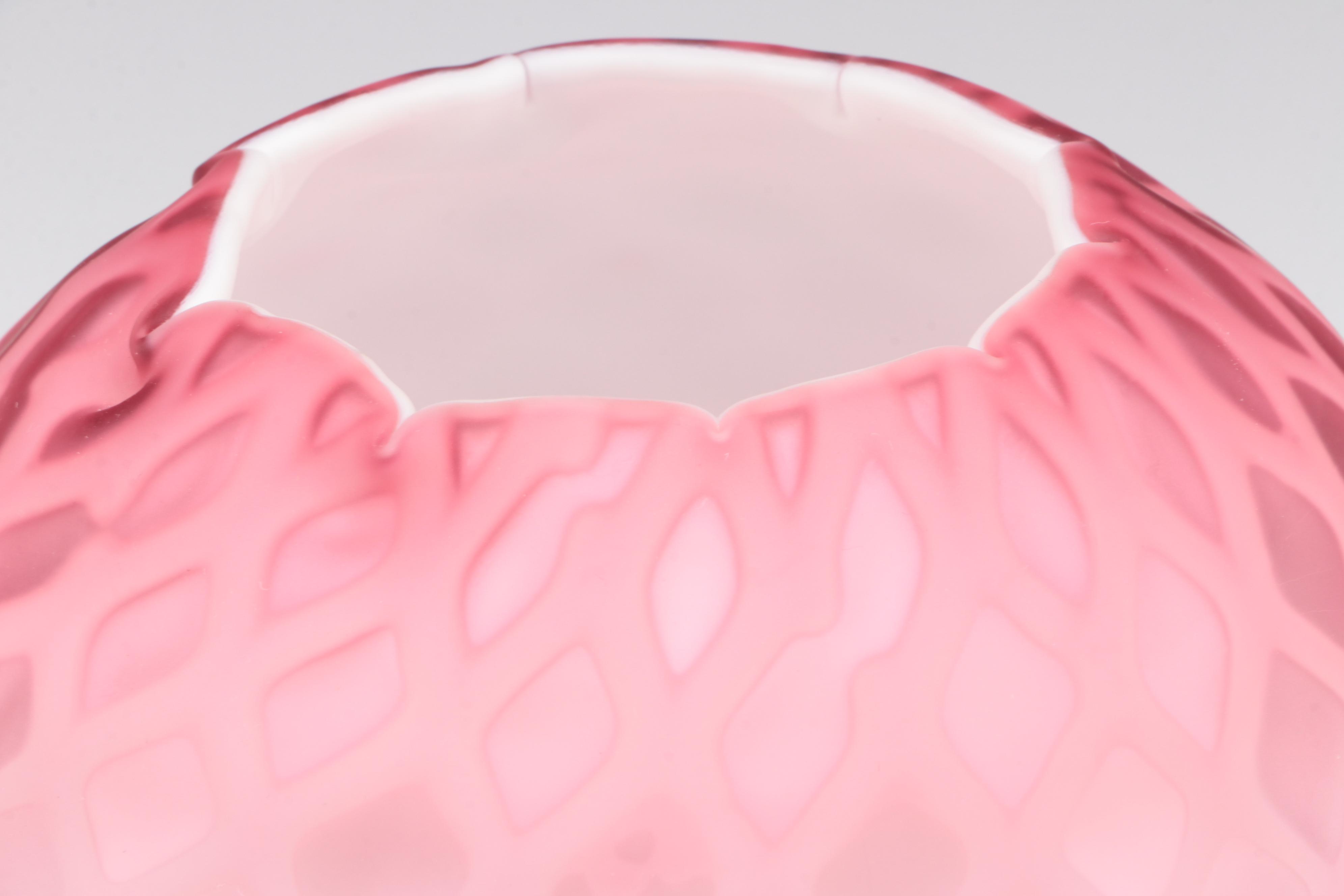 Victorian Quilted Satin Glass Rose Bowl