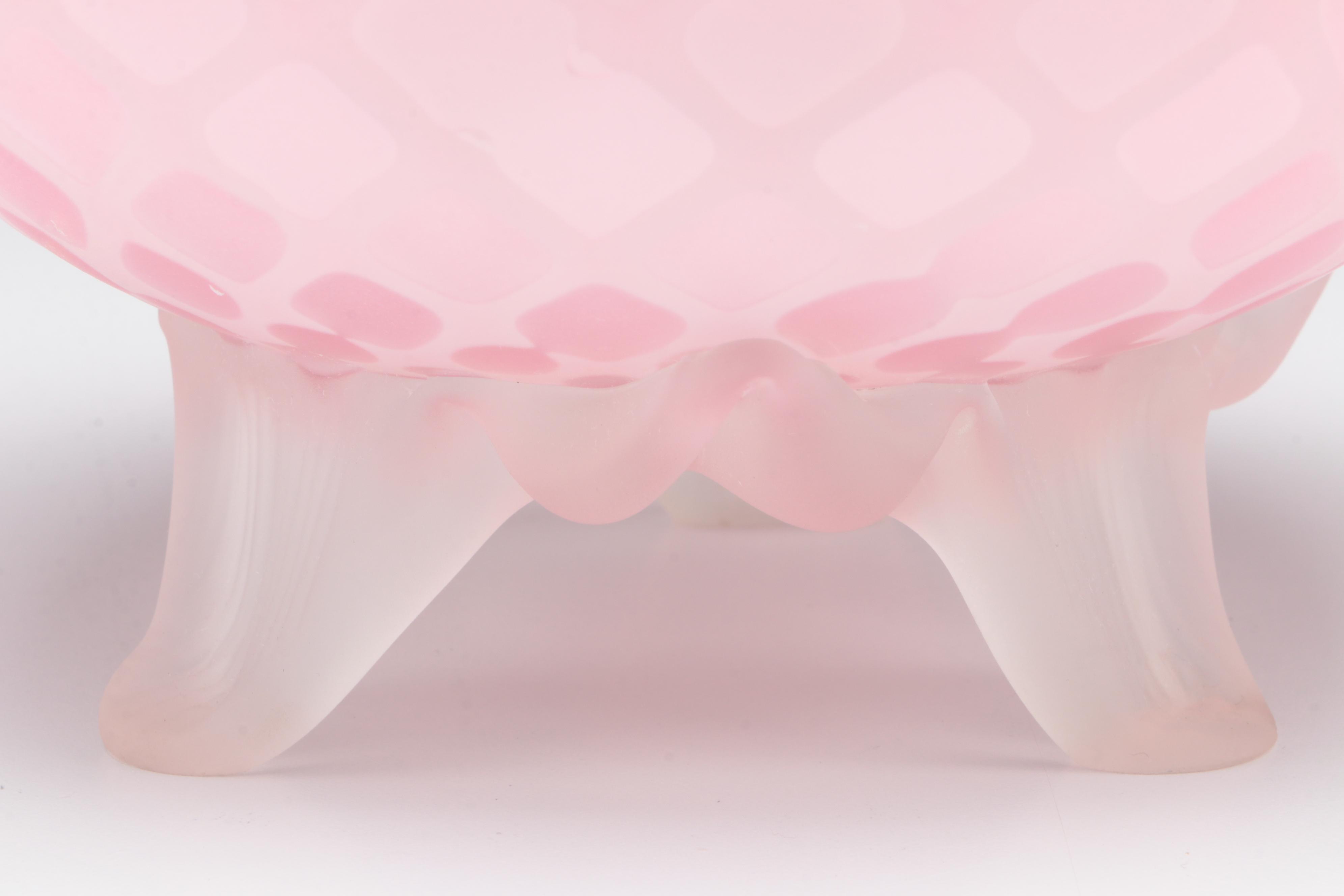 Victorian Quilted Satin Glass Rose Bowl