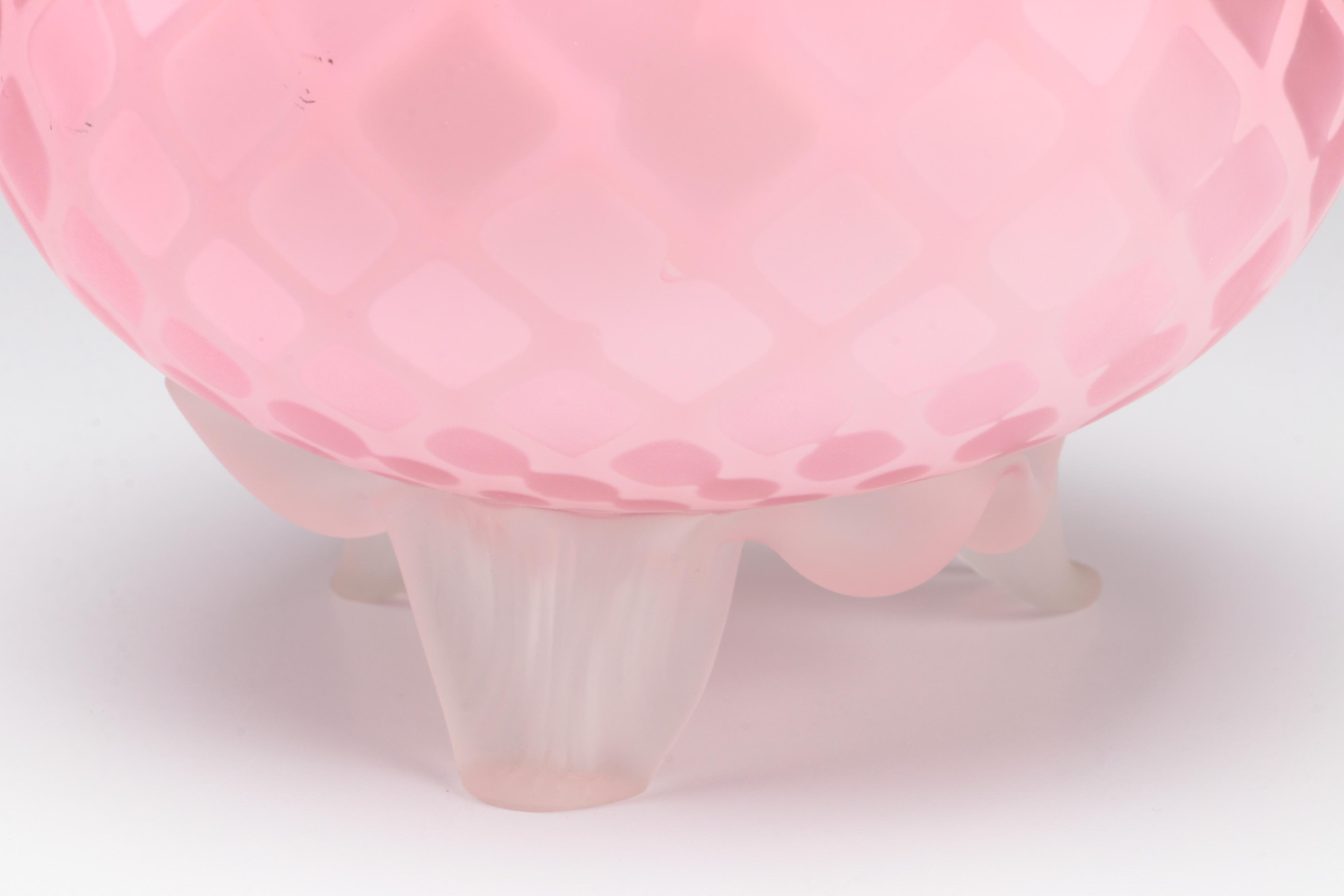 Victorian Quilted Satin Glass Rose Bowl