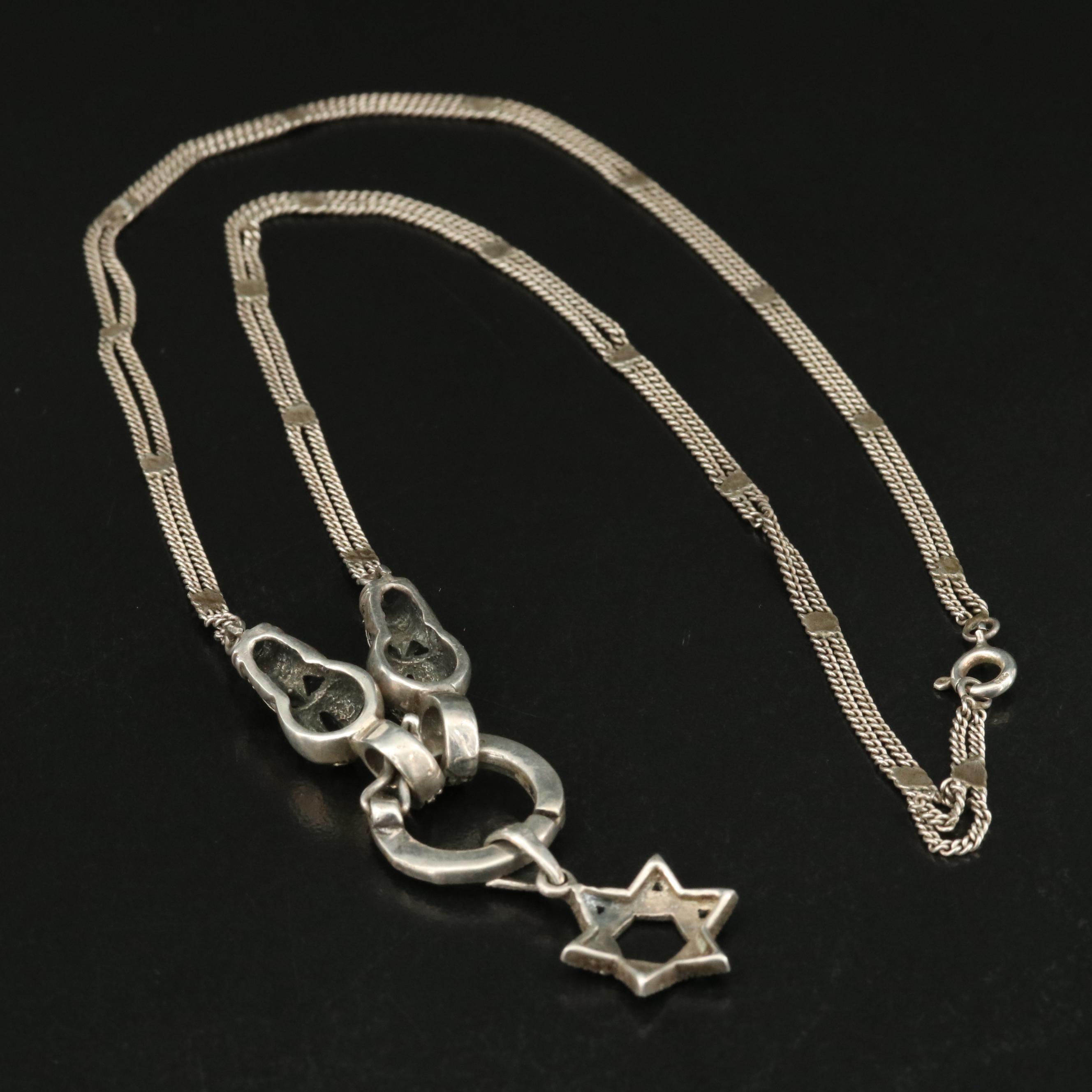 Sterling Marcasite Star of David Necklace
